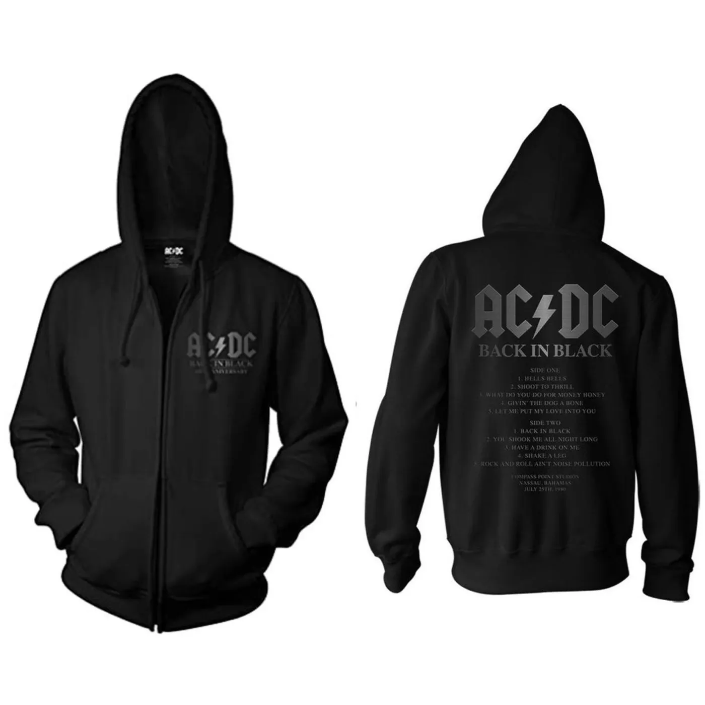 AC/DC Official Back in Black 40th Anniversary Zip Hoodie