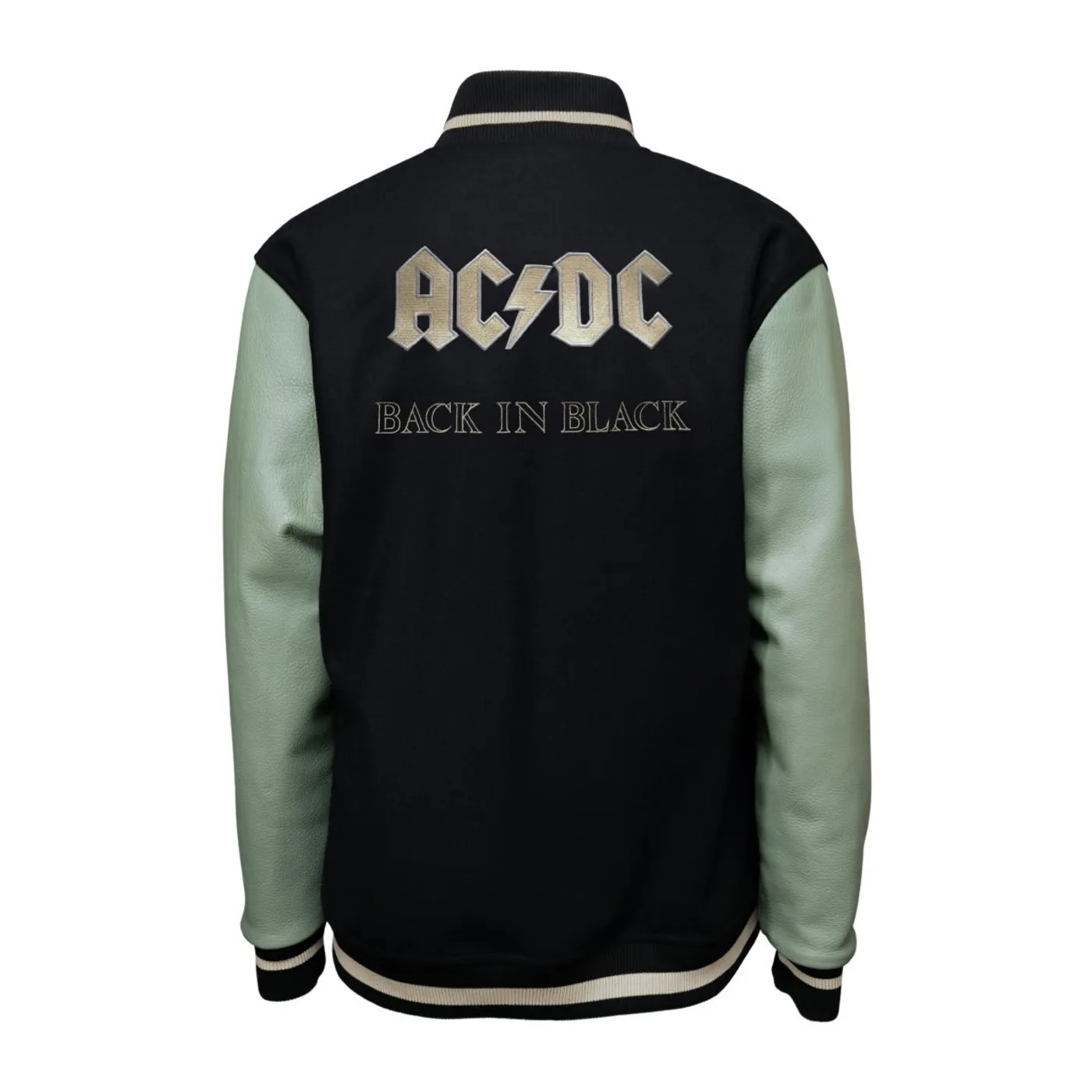 AC/DC Back in Black Leather Varsity Jacket