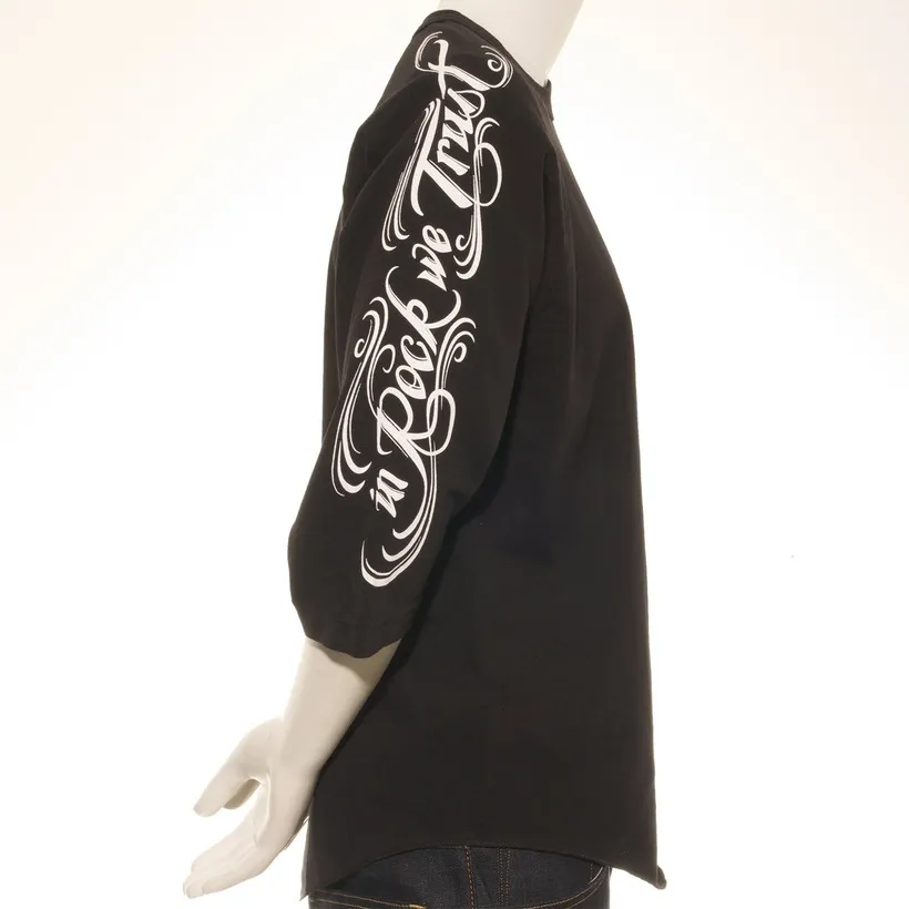 Tattoo Script Rock Or Bust Raglan