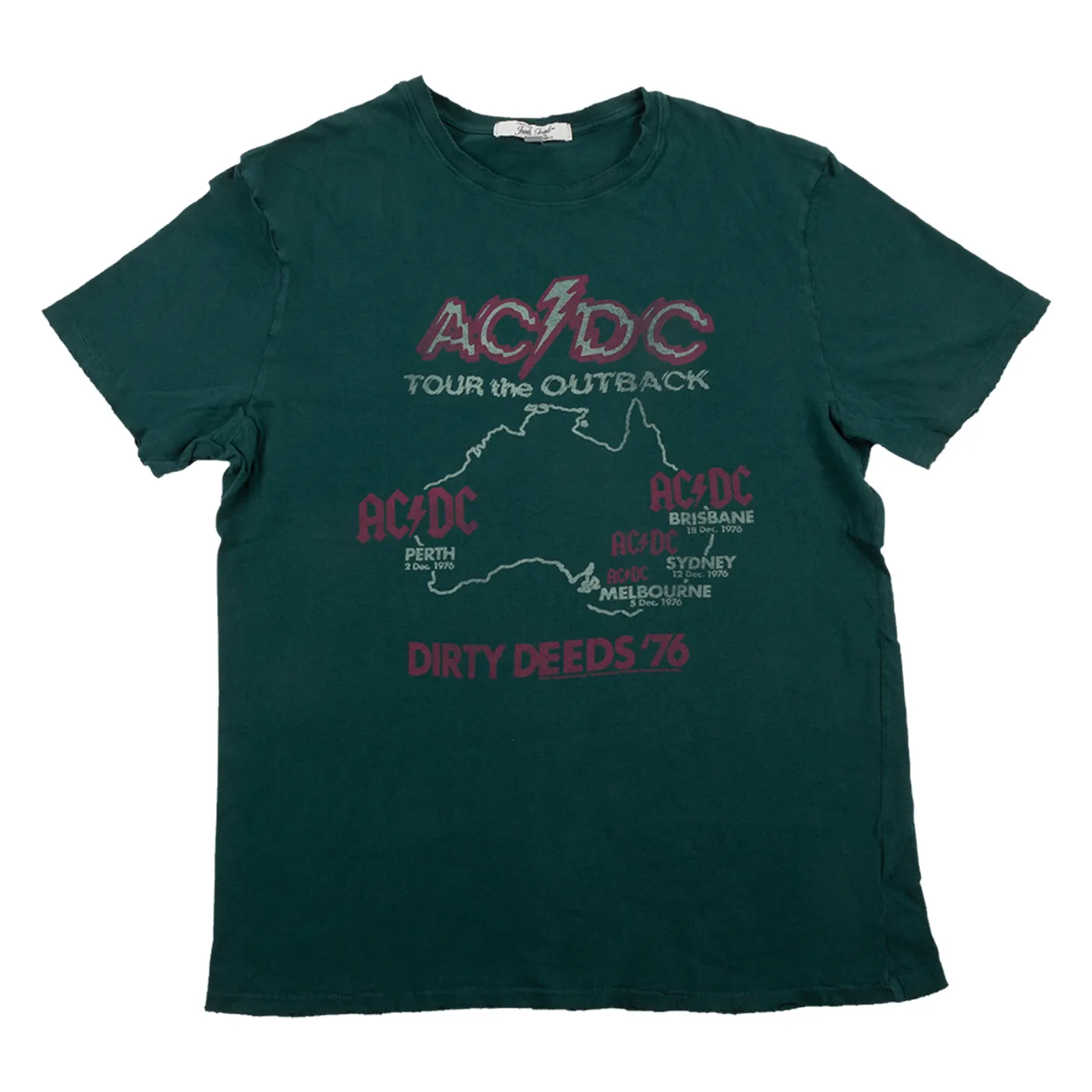 AC/DC Tour the Outback Dirty Deeds Dateback Forest Green T-shirt