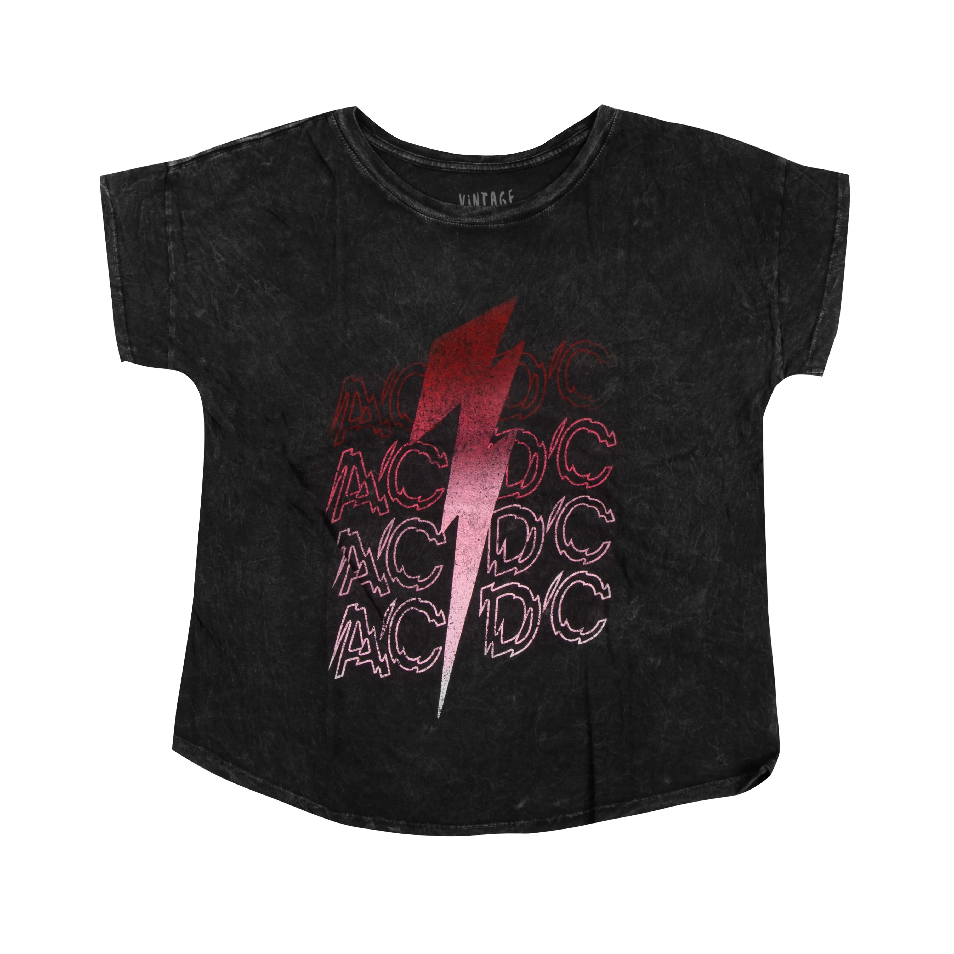 Red Repeating Logo Lightning Bolt Charcoal T-Shirt