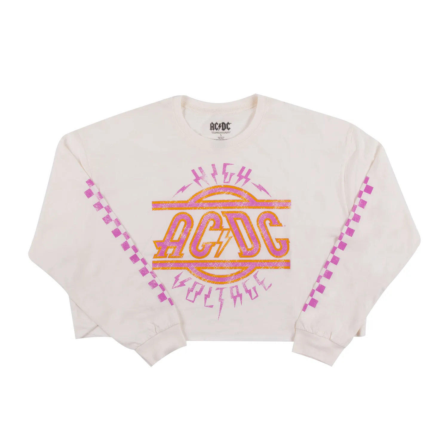 Pink High Voltage Crop Longsleeve T-shirt