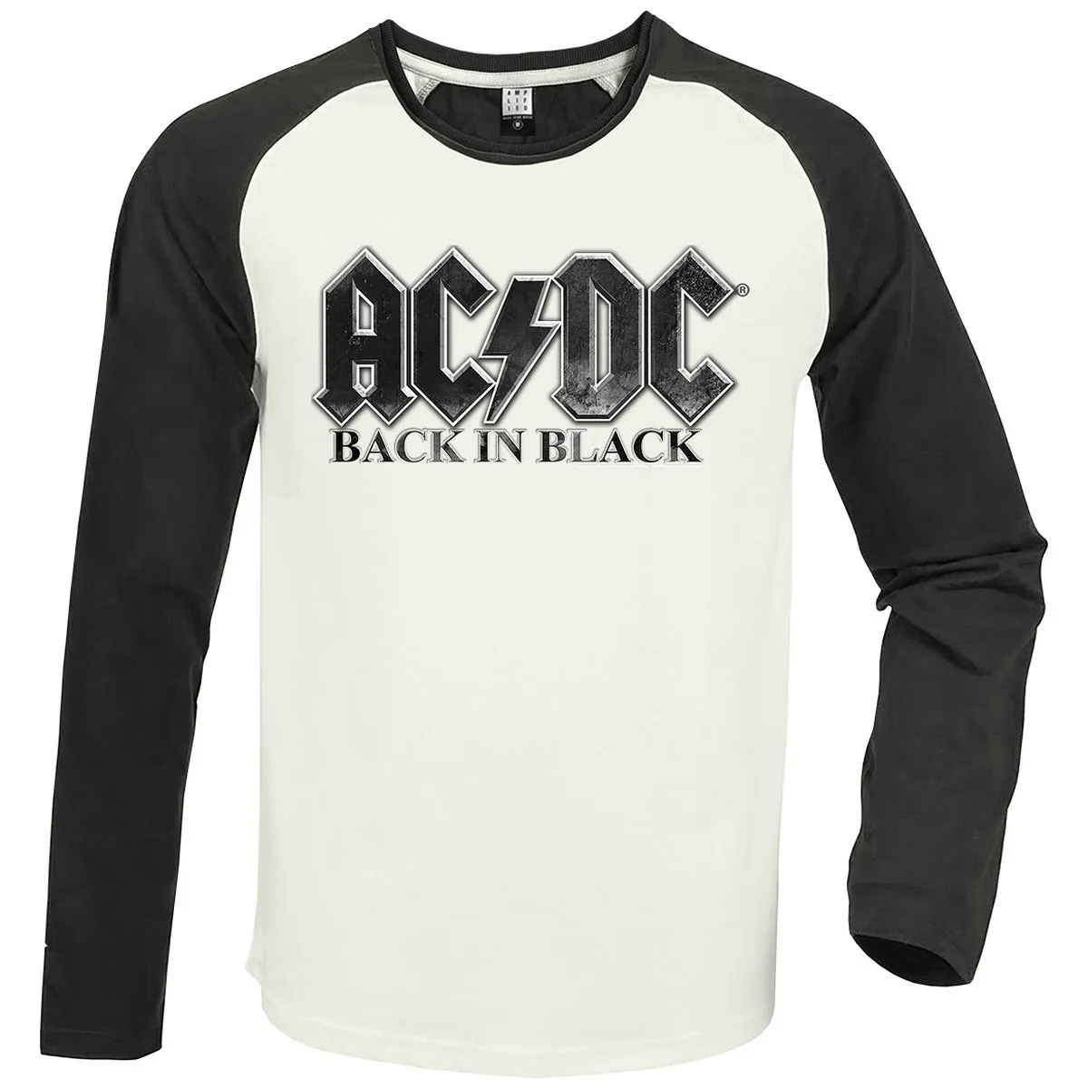 Back in Black Charcoal Logo White Raglan