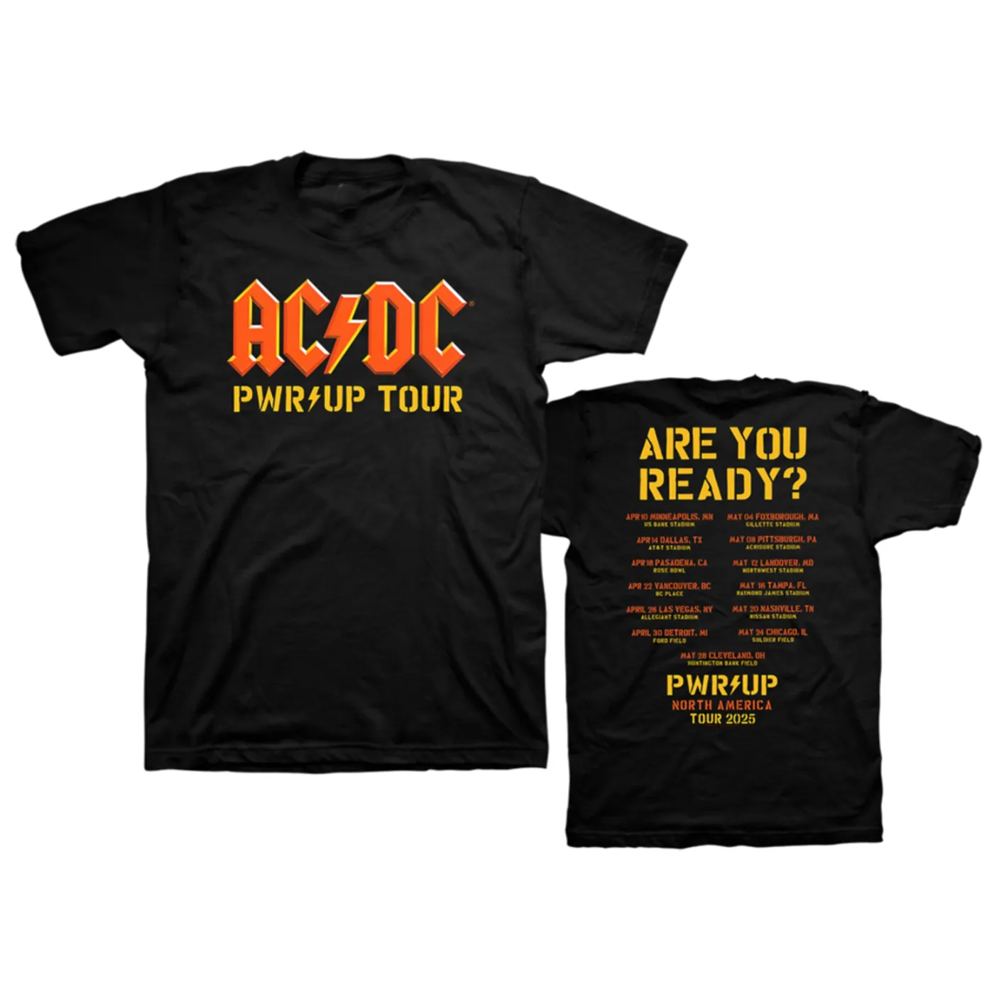 AC/DC Are You Ready? PWR UP 2025 Tour Dates T-Shirt
