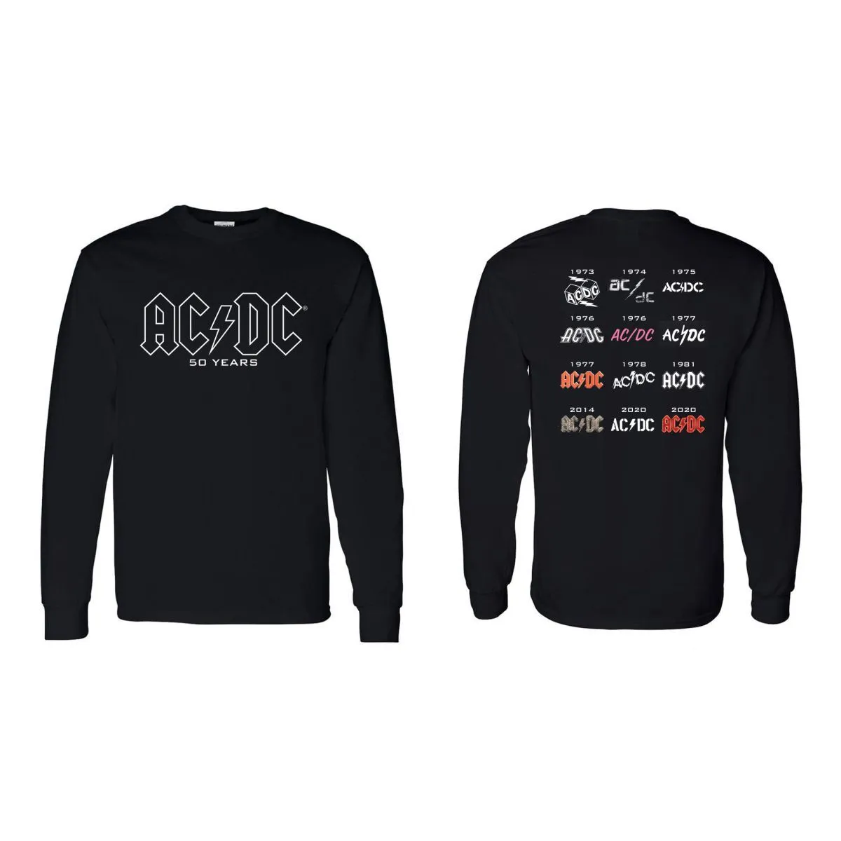 50 Years of AC/DC Logos Longsleeve T-Shirt