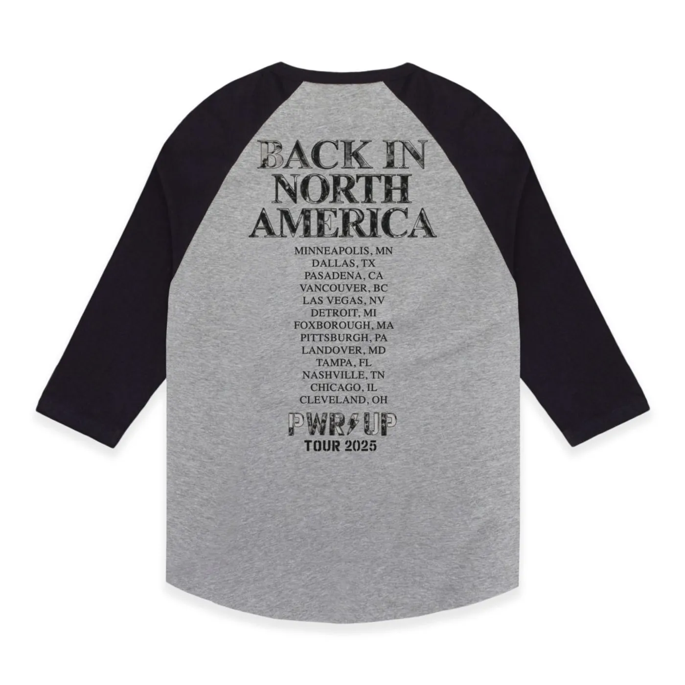 AC/DC Back in Black PWR UP Tour Baseball T-Shirt
