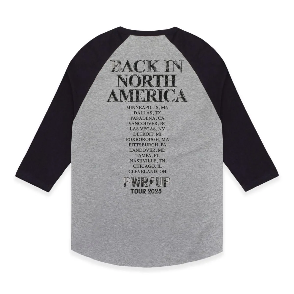 Back in Black PWR UP Tour Baseball T-Shirt