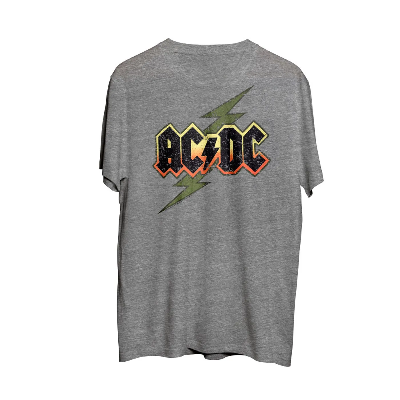 AC/DC Grey T Yellow/Black Logo Lightning Bolt
