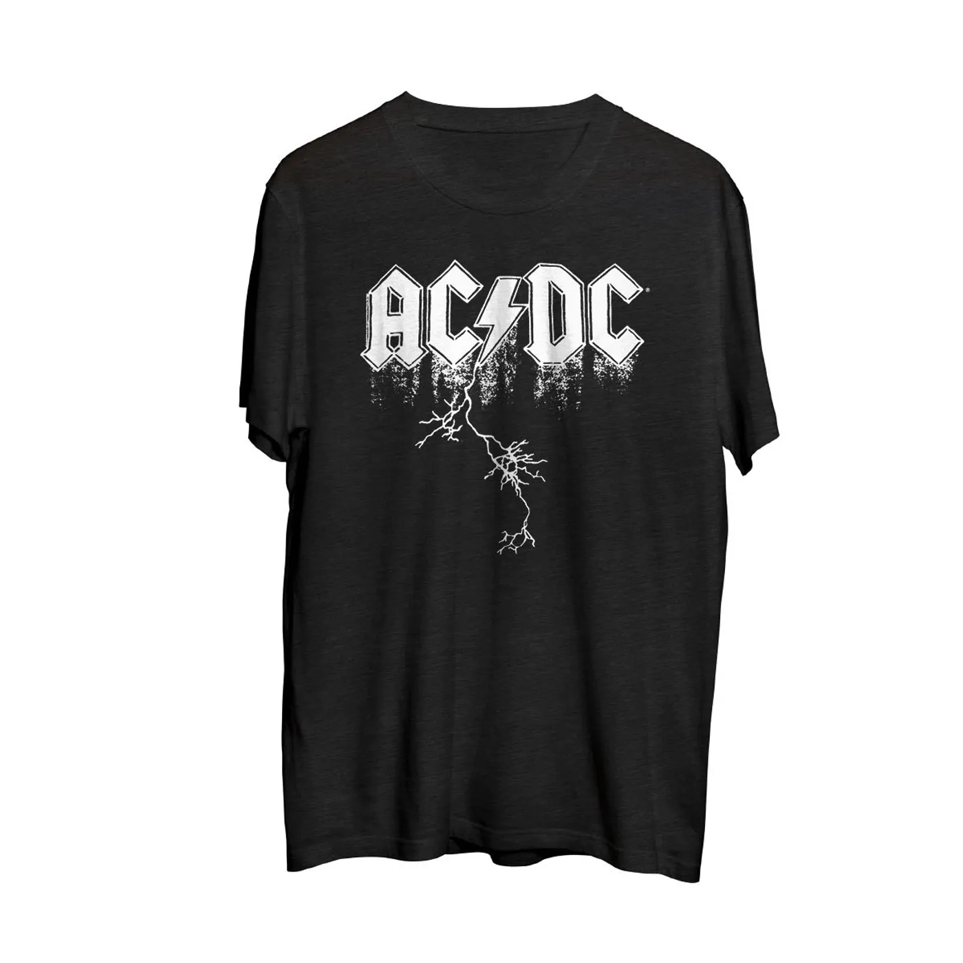 AC/DC White Logo Lightning Bolt Black T