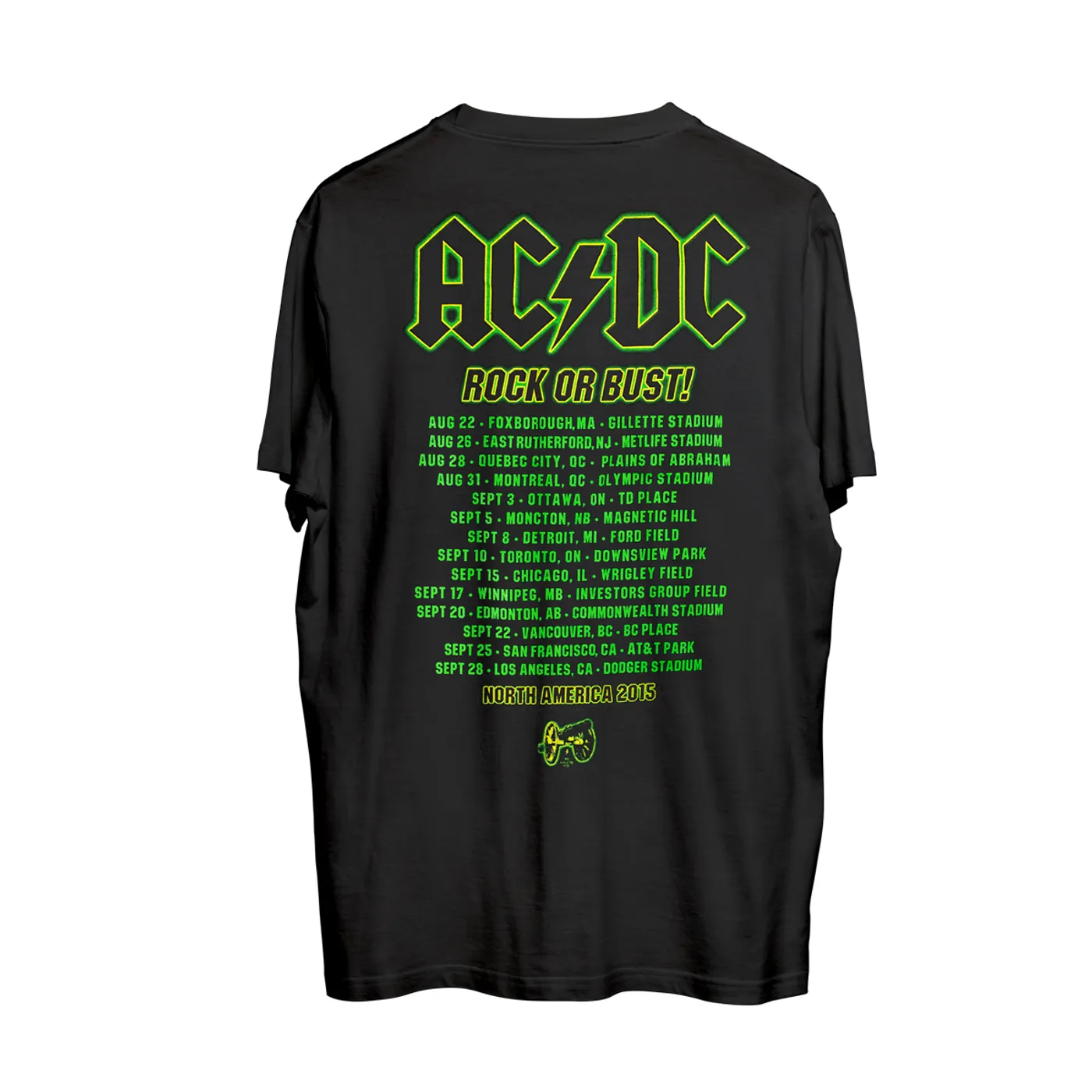 AC/DC Black LIVE 2015 dates T-shirt