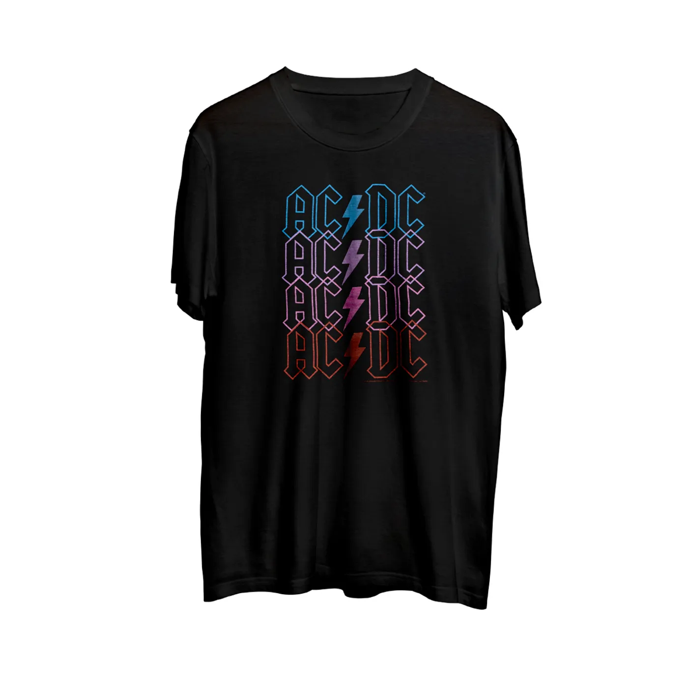 AC/DC Multicolor Logo Lightning Bolt Black T-Shirt