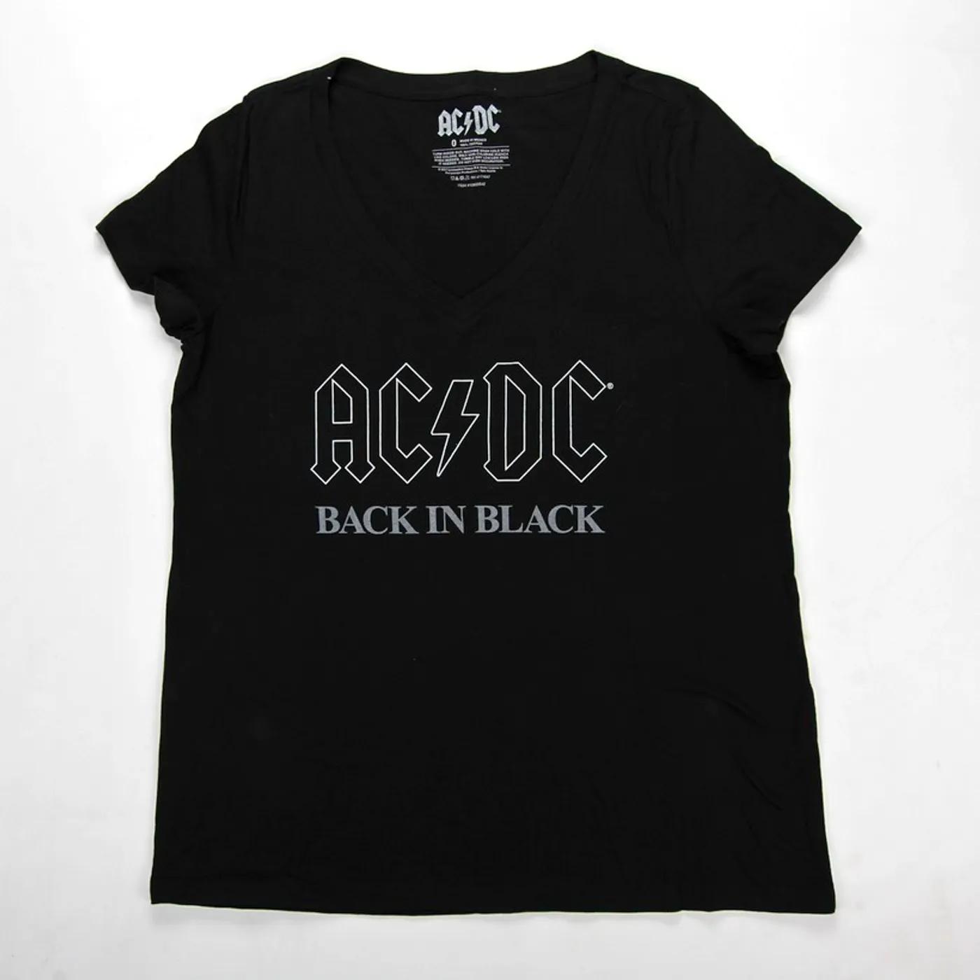 AC/DC Back In Black Outline Logo V-Neck T-Shirt
