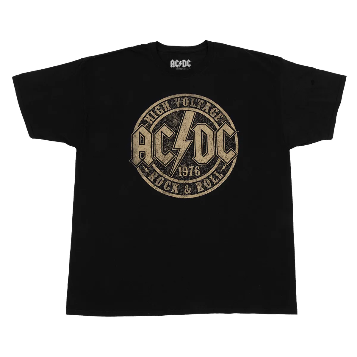 High Voltage Gold Logo 1976 Black Tshirt