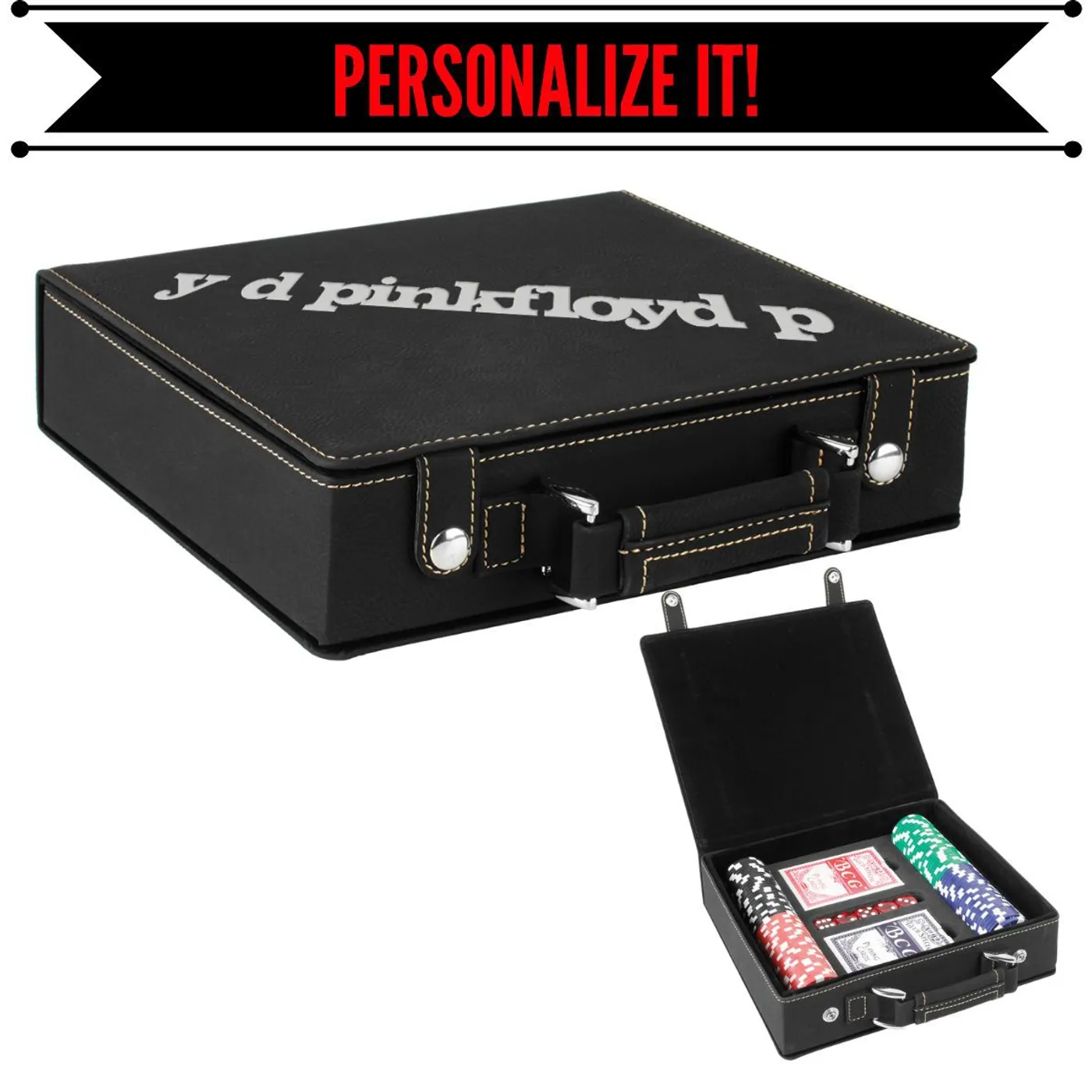 Pink Floyd Saucerful Logo Deluxe Laser Engraved Poker Set