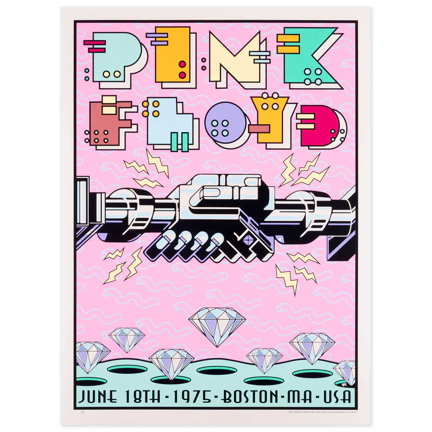 PINK FLOYD JUNE 18, 1975 BOSTON, MA POSTER (Cream colored)