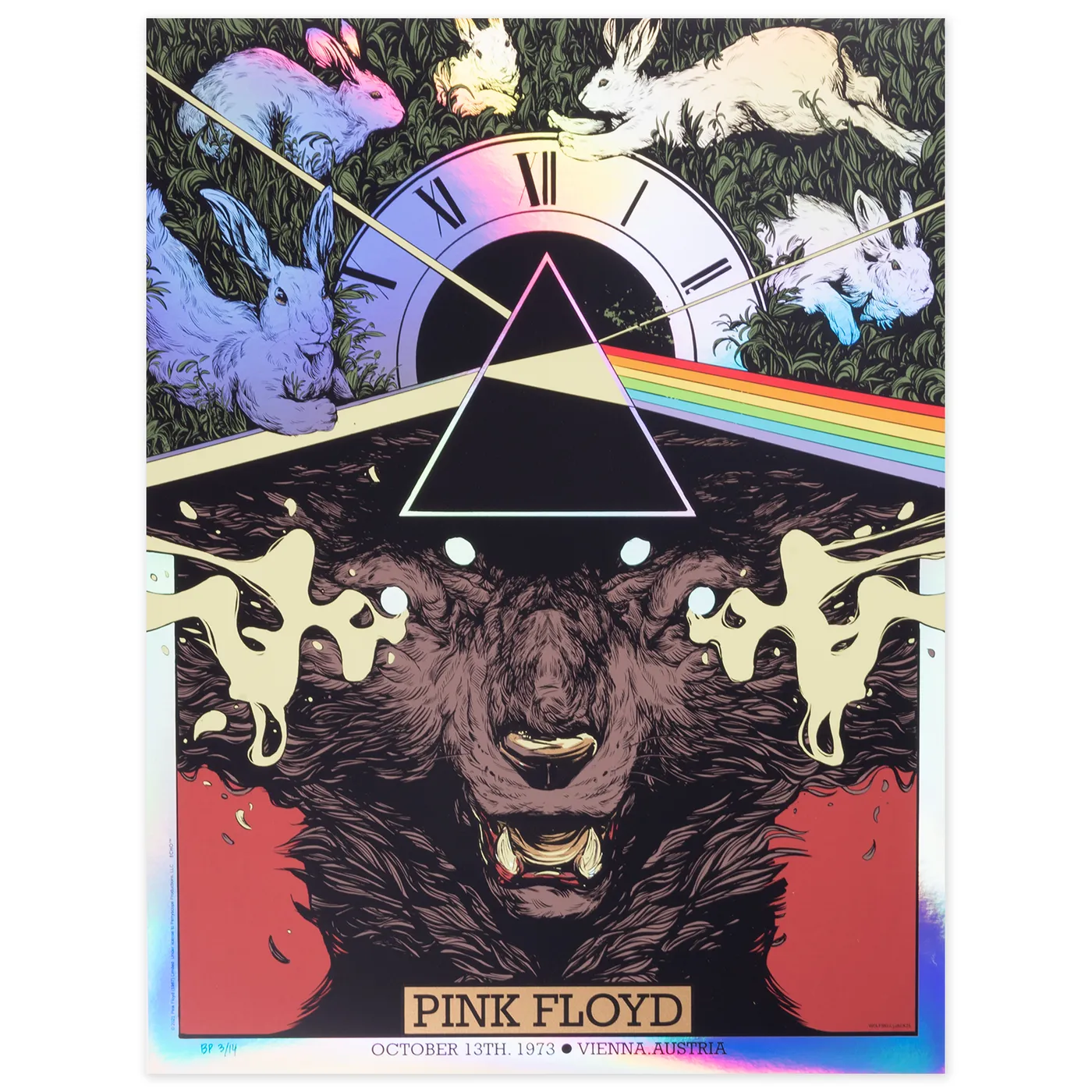 Pink Floyd Vienna 1973 Concert Poster - Opal Variant