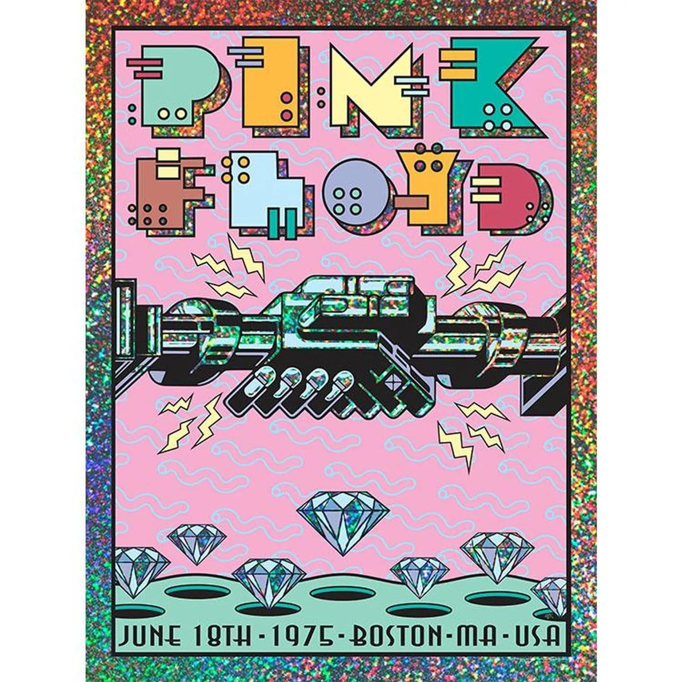 PINK FLOYD JUNE 18, 1975 BOSTON, MA SPARKLE FOIL VARIANT POSTER