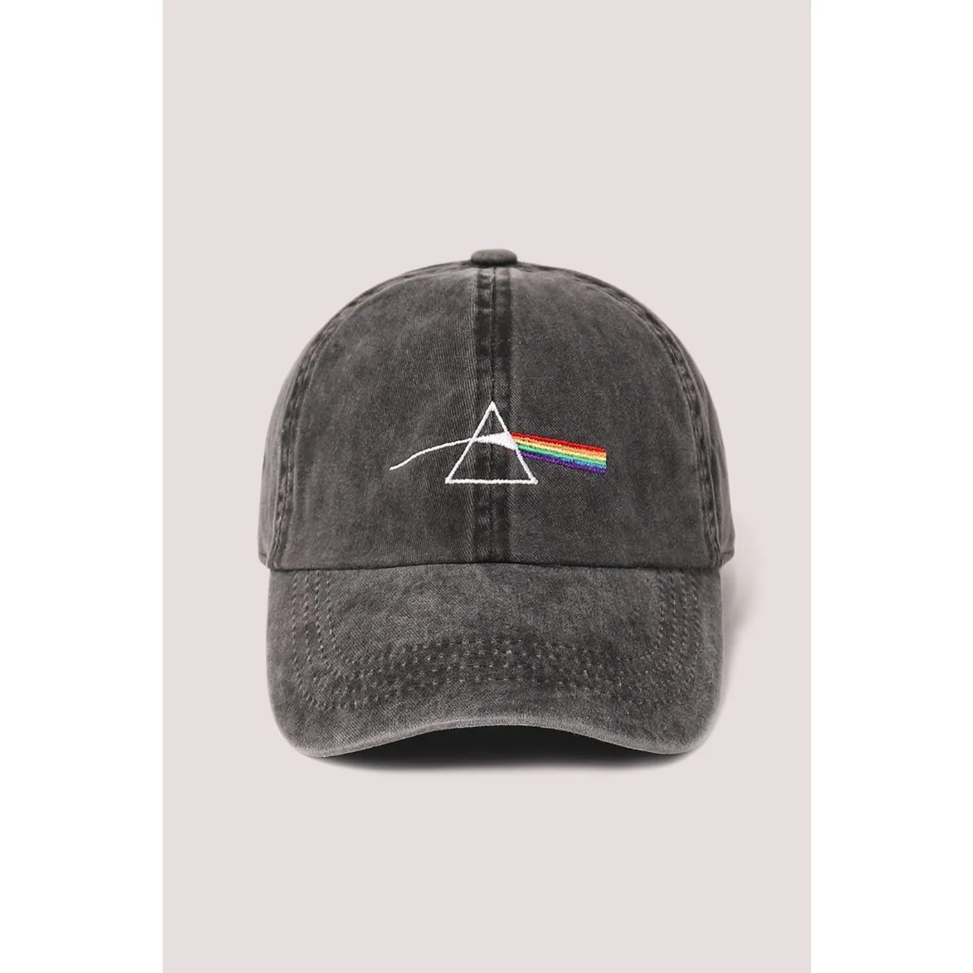 Pink Floyd Embroidered Prism Pigment Wash Baseball Cap Black