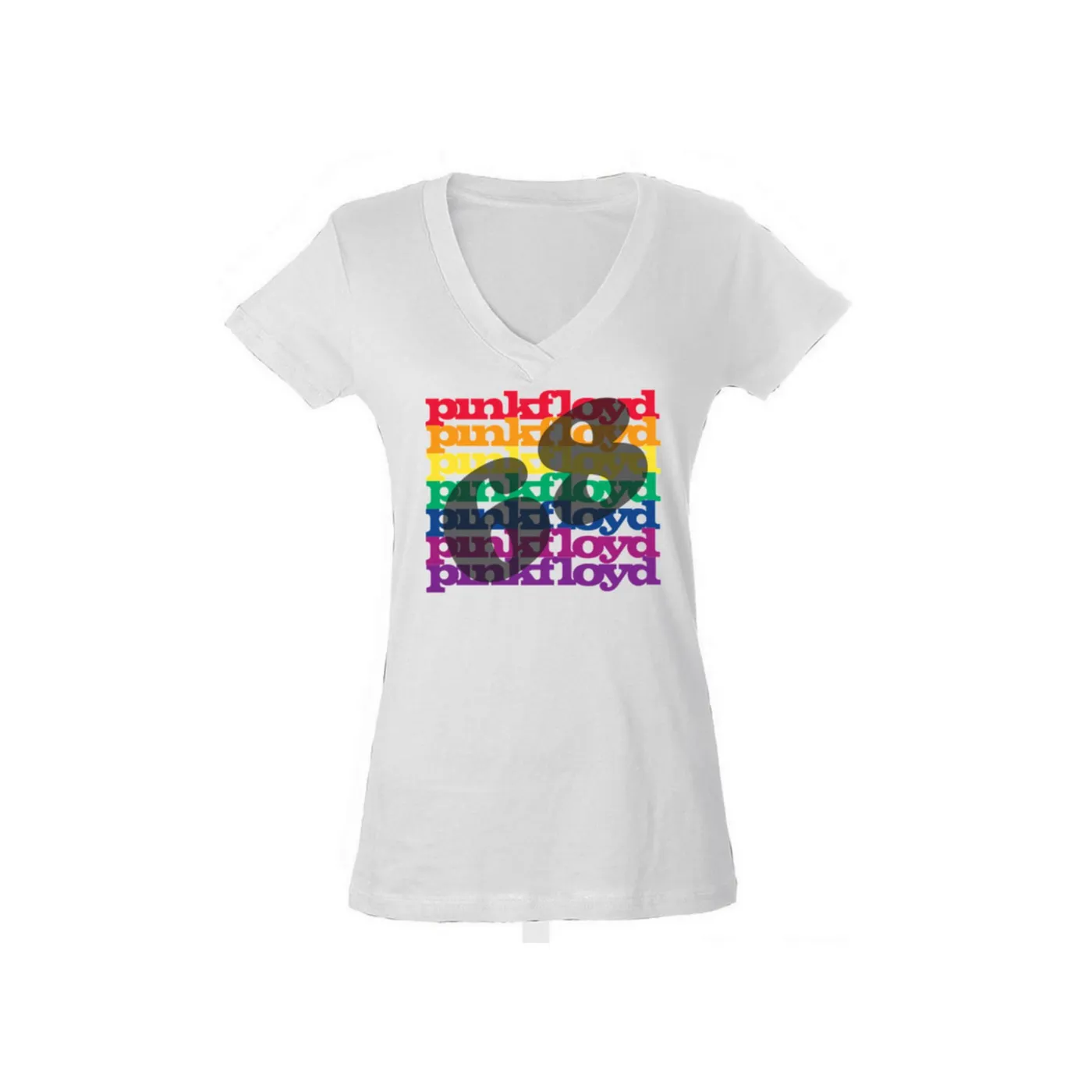 Pink Floyd Women's V- Neck Rainbow '68 T-Shirt