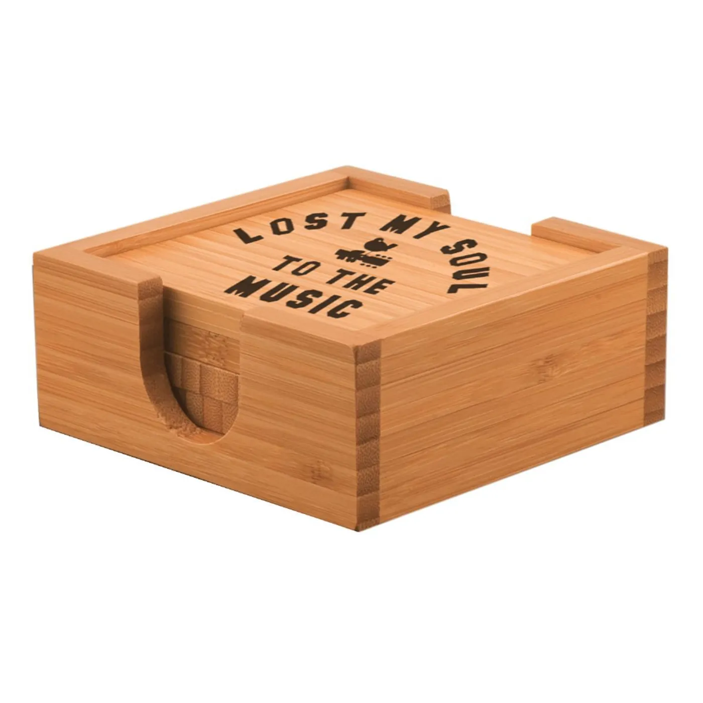 Woodstock Lost My Soul To The Music Laser Etched Bamboo Coaster Set