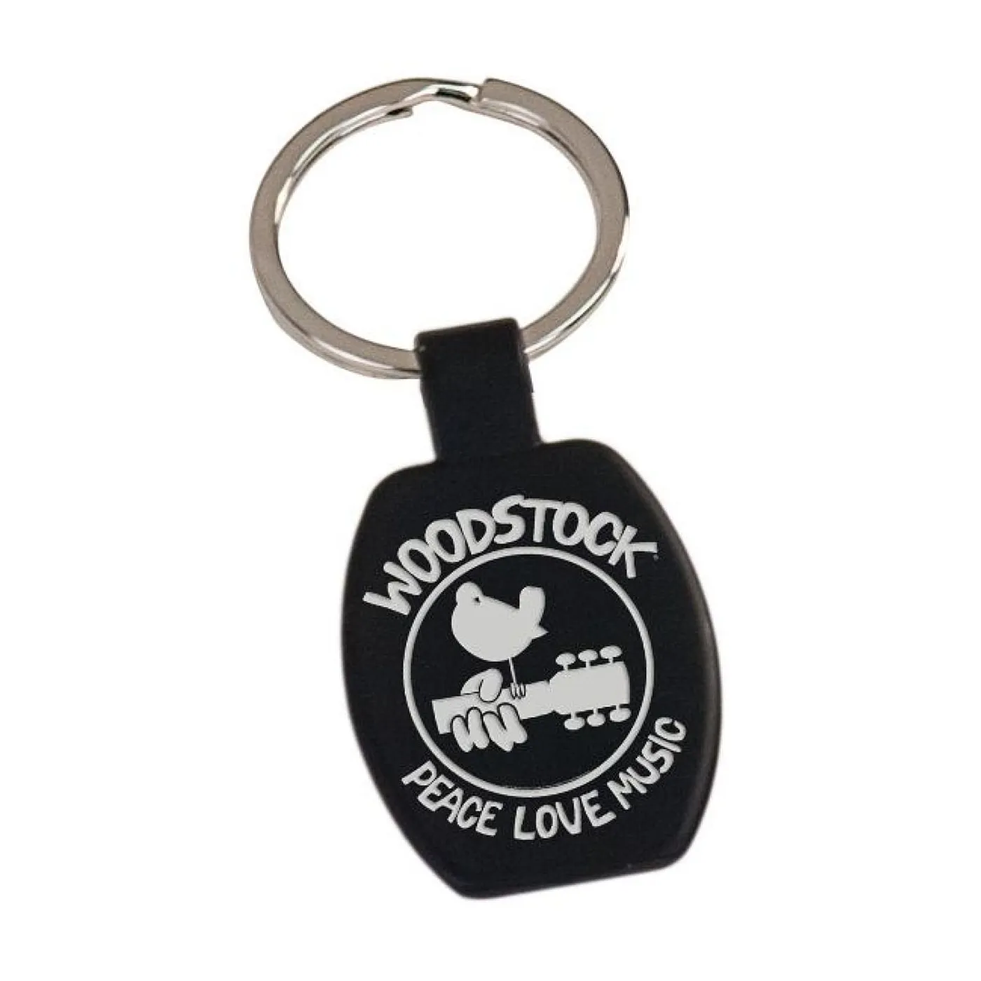 Woodstock Peace Love Music Logo Engraved Keychain