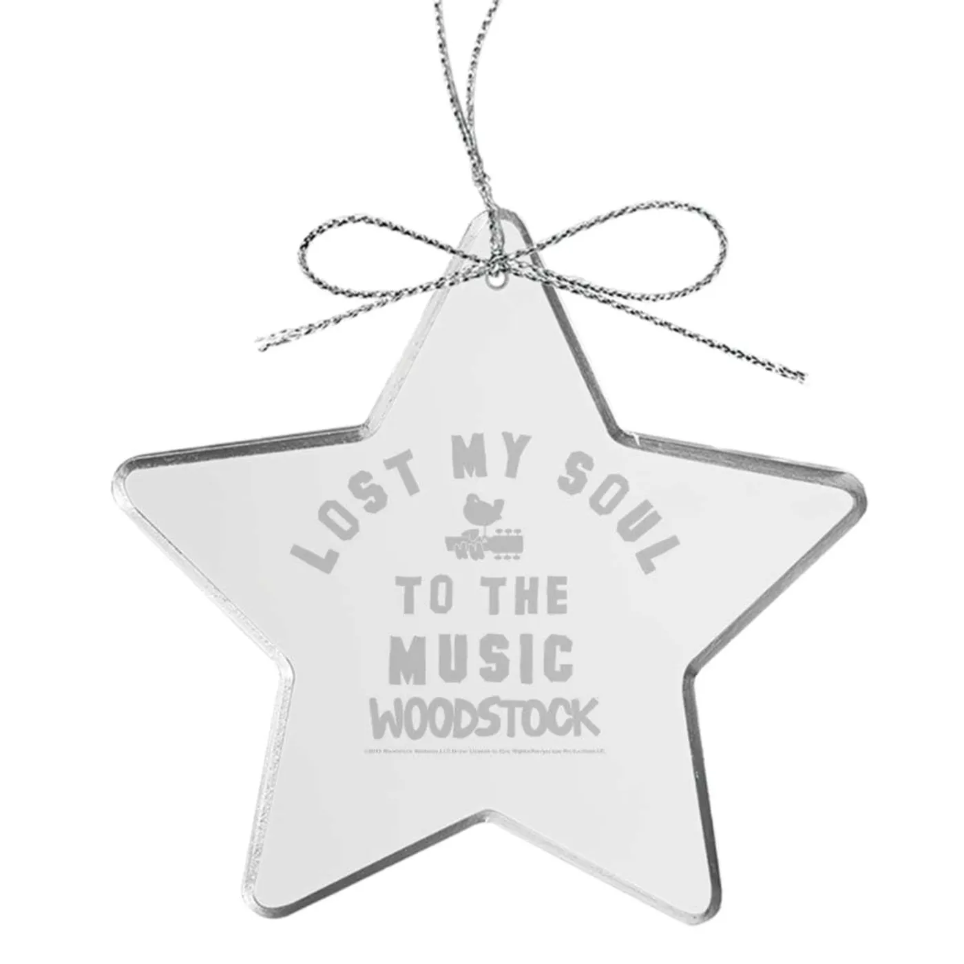 Woodstock Soul Star Laser-Etched Glass Ornament