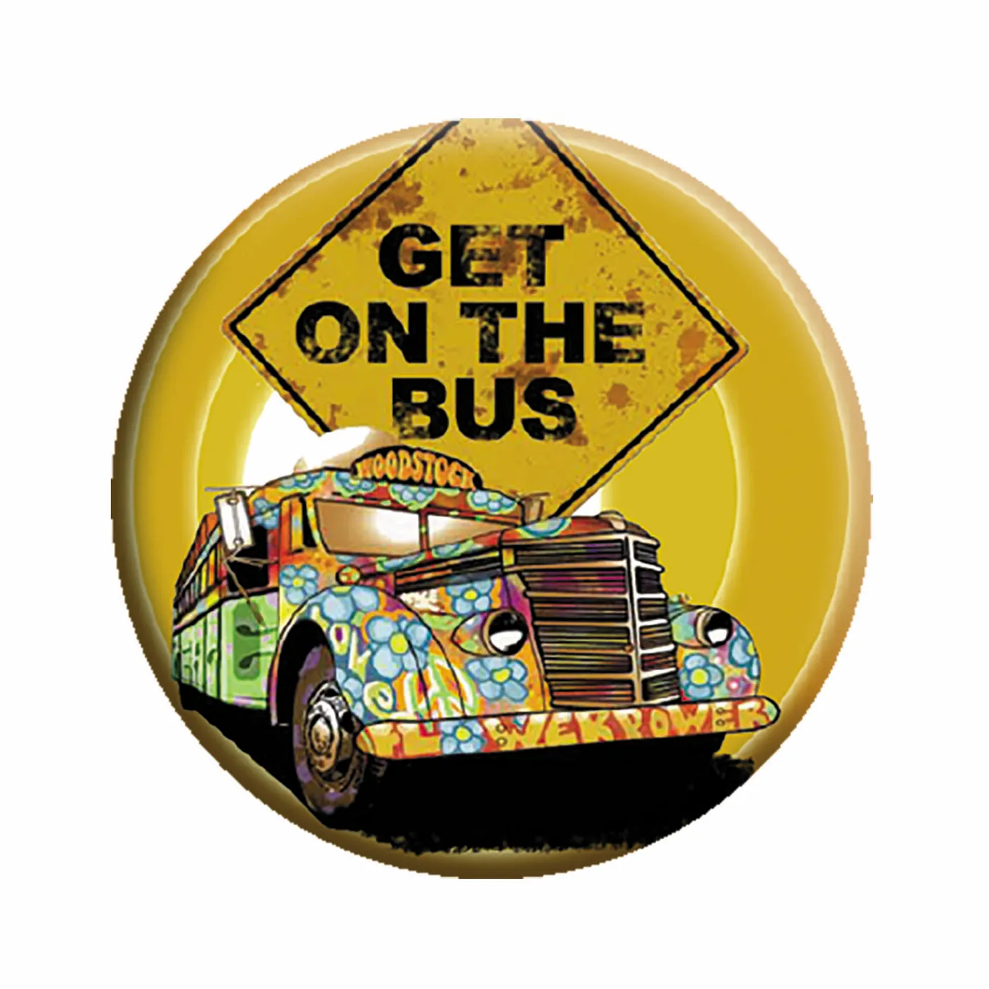 Woodstock Get on the Bus 1.25" Button