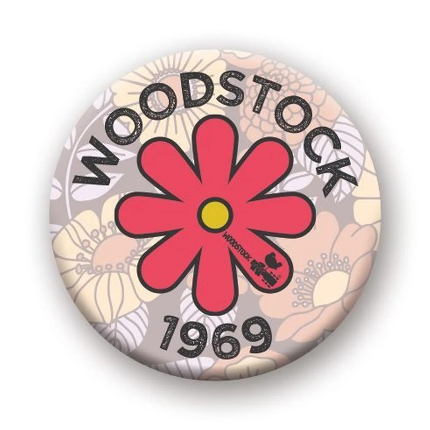Woodstock Flower 1.25" Rd Button