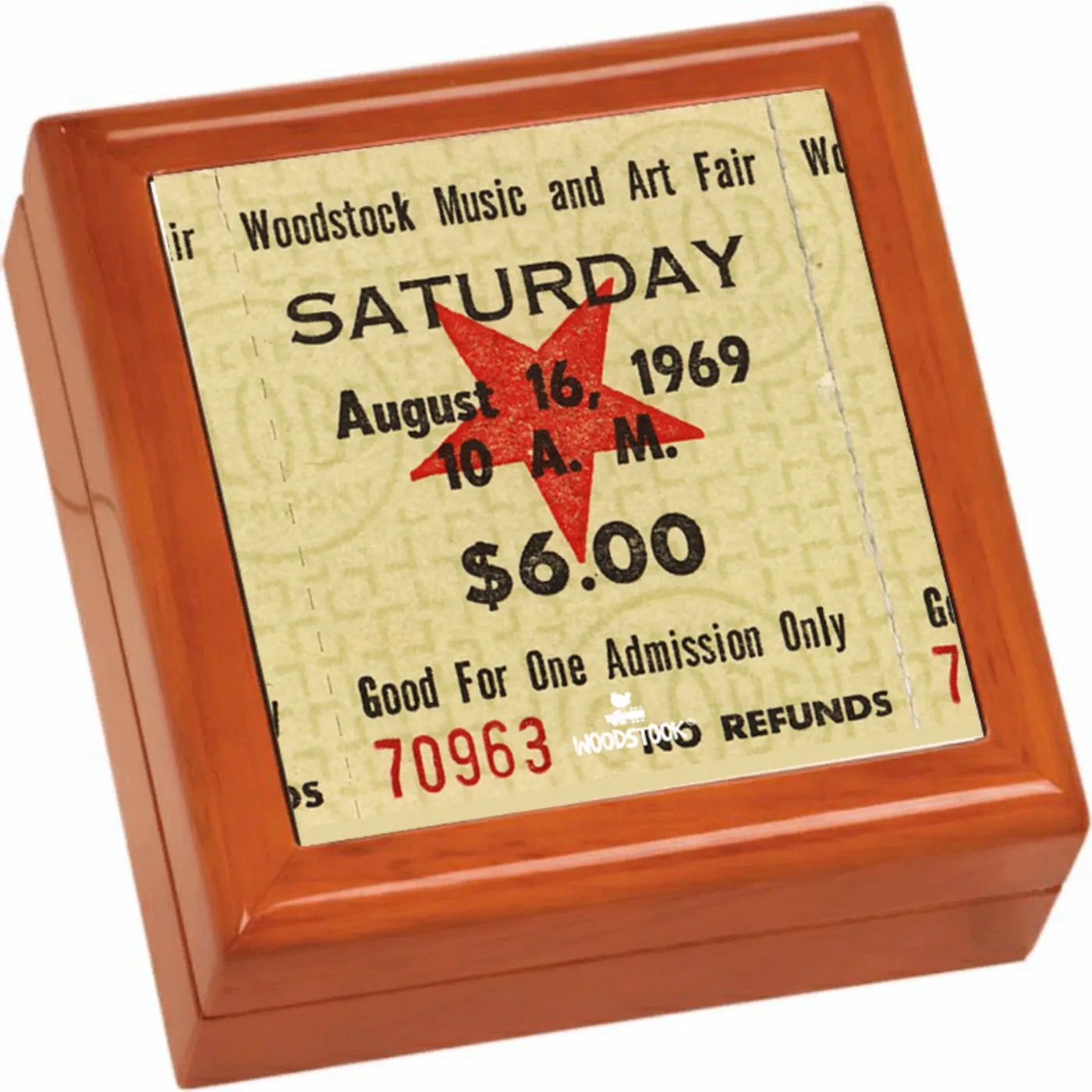 Woodstock Ticket Stub Wooden Keepsake Box