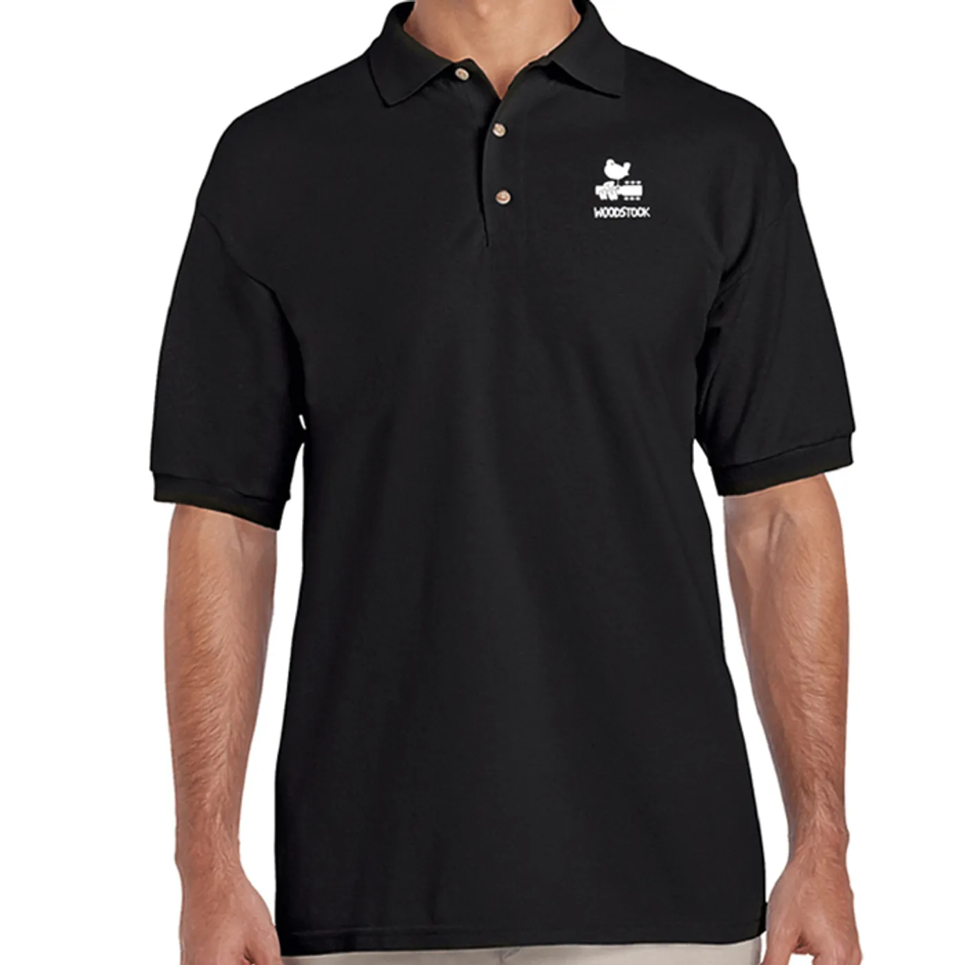 Woodstock Bird & Guitar White Logo Polo Shirt