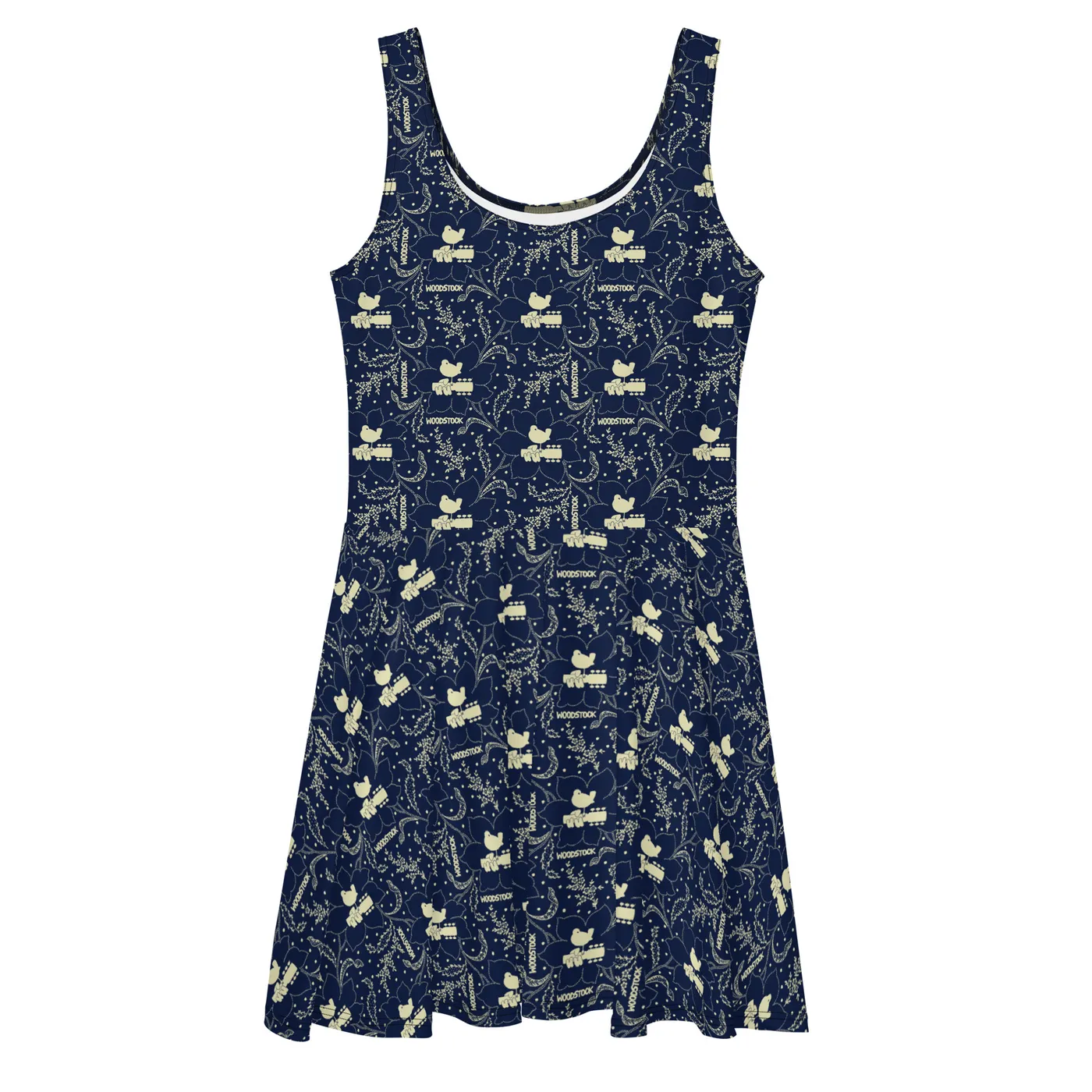 Woodstock Winter Flower Skater Dress