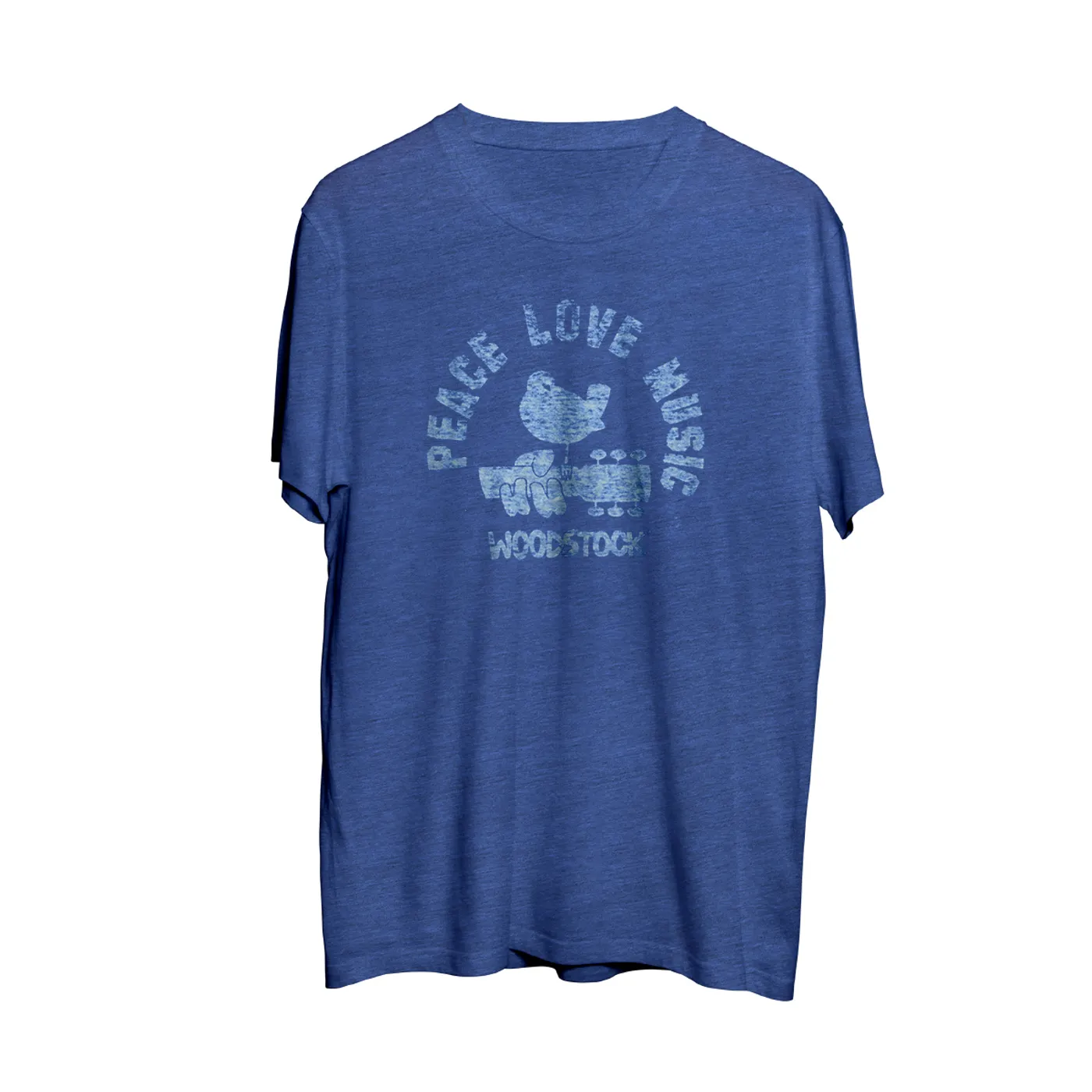Woodstock Peace, Love and Music Blue T-Shirt