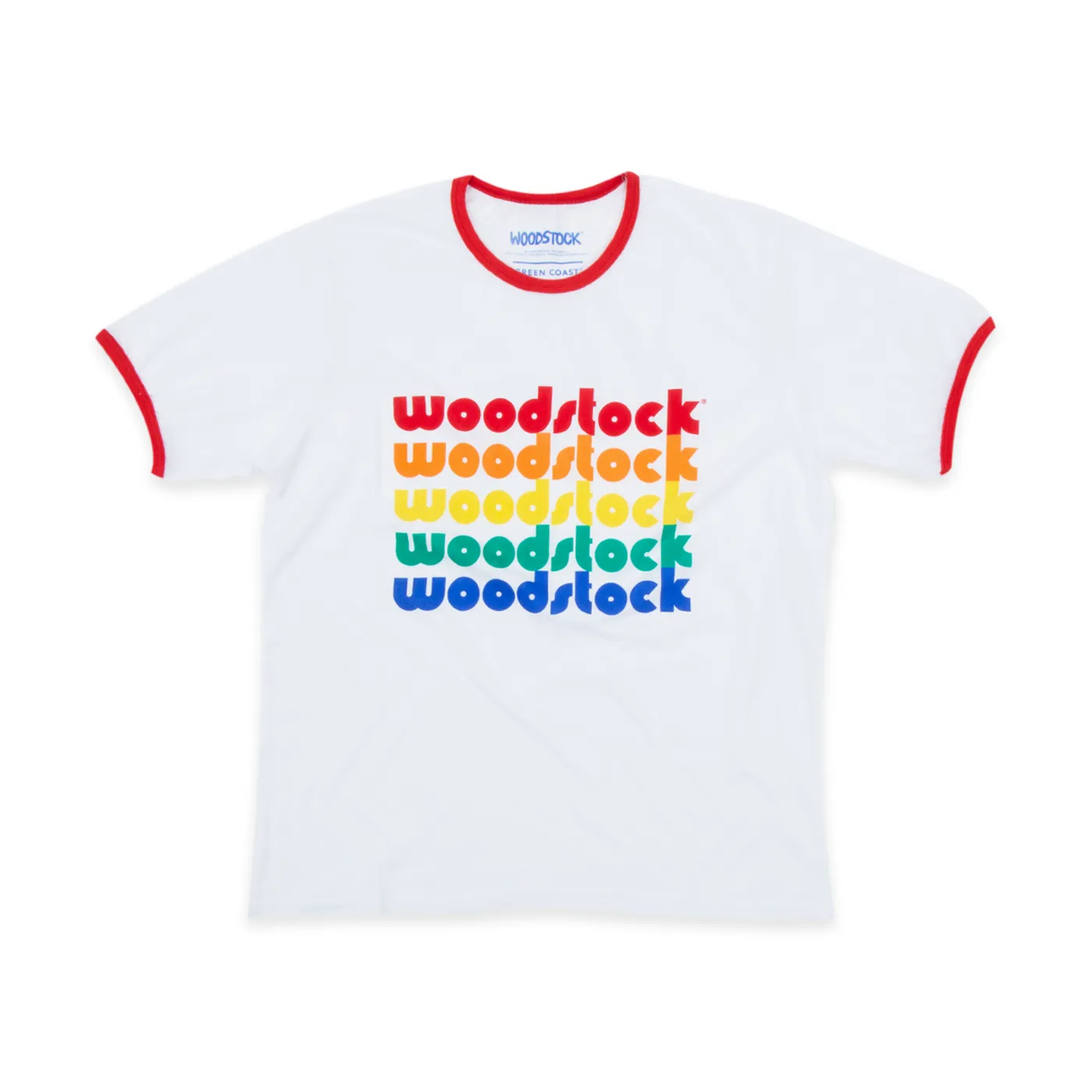 Woodstock Kids Rainbow Ringer White T-shirt
