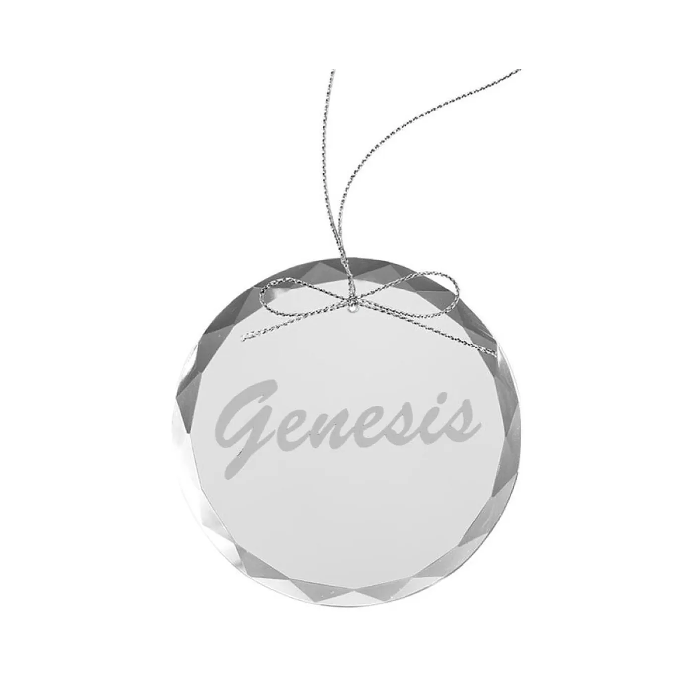 Genesis Circa 80s Logo Round Laser-Etched Glass Ornament