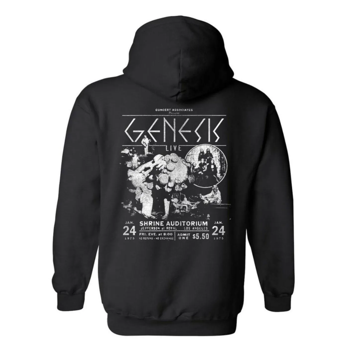 Genesis Shrine Auditorium 1975 Black and White Hoodie