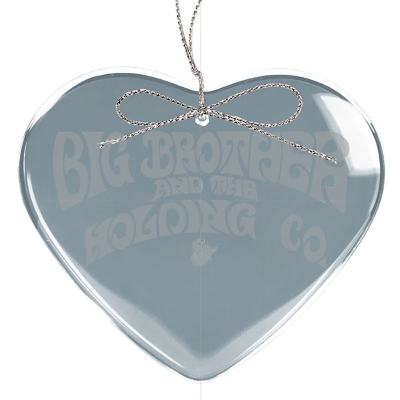 Big Brother & The Holding Company Logo Heart Laser-Etched Glass Ornament