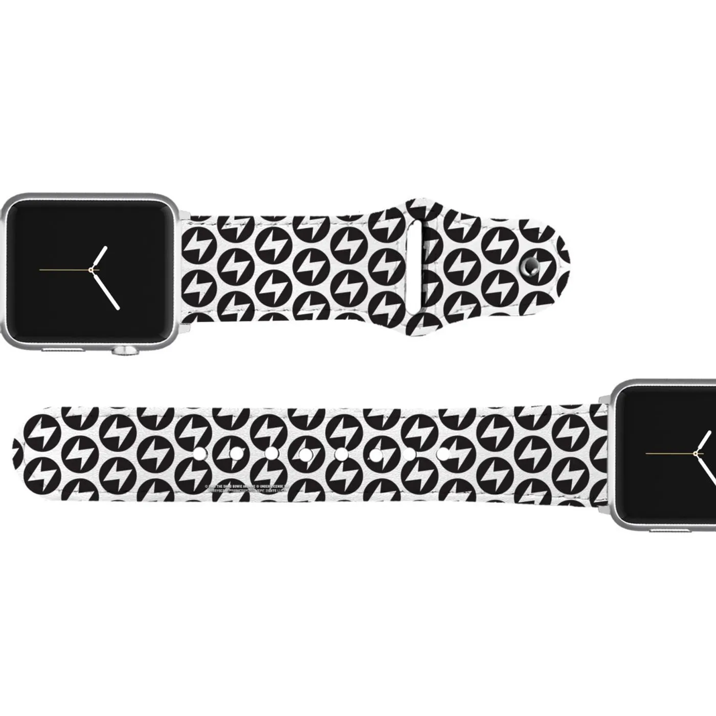 David Bowie Black & White Bowie Bolt Leather Smart Watch Band
