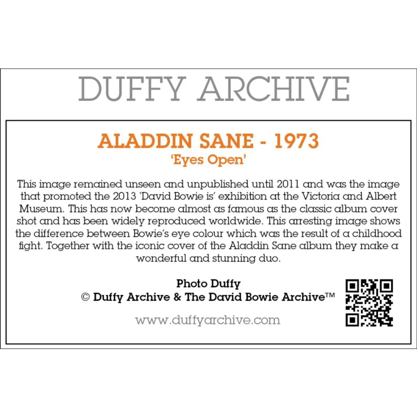 David Bowie Duffy Aladdin Sane Eyes Open 1973 Print