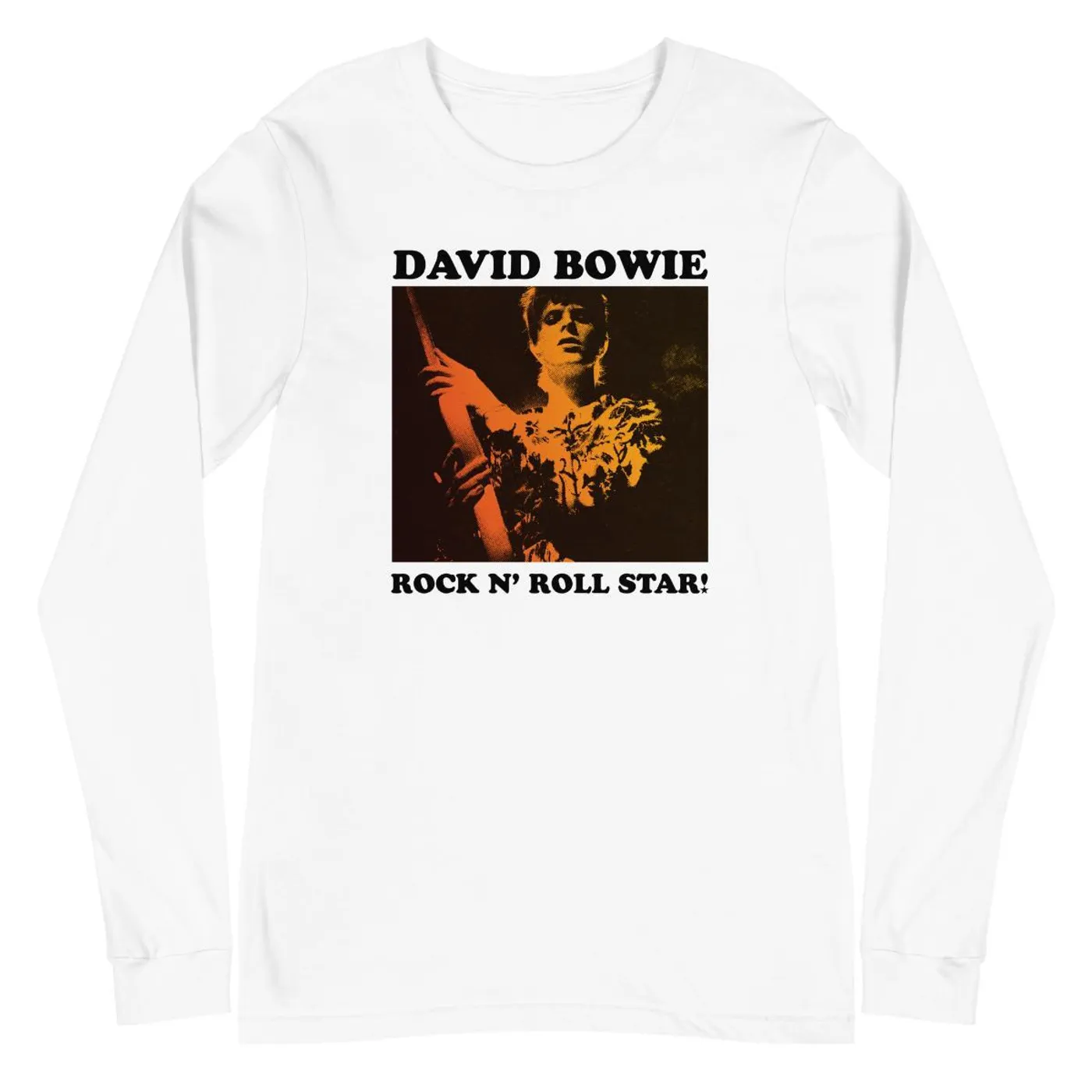 David Bowie Rock n' Roll Star Photo Gold Long Sleeve Tee