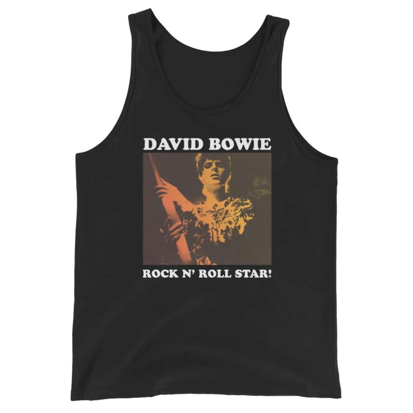 David Bowie Rock n' Roll Star Photo Gold Tank Top