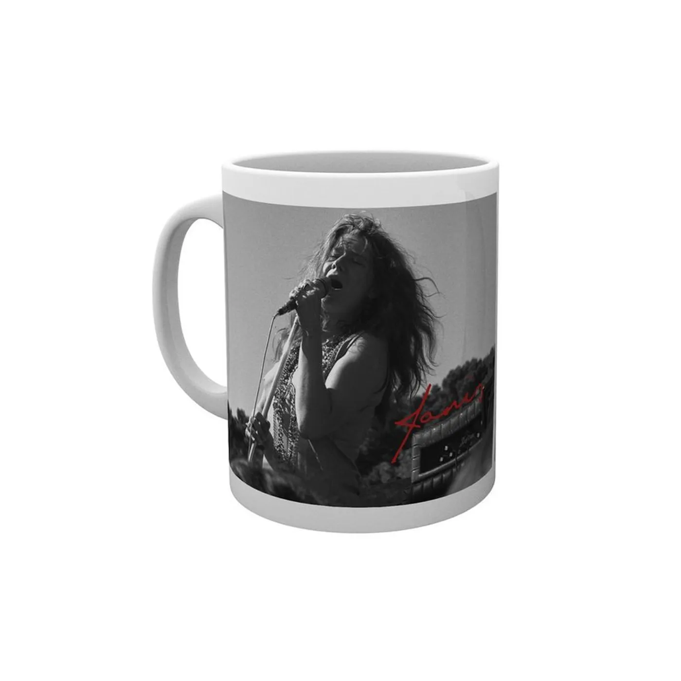 Janis Joplin Singing B&W Mug
