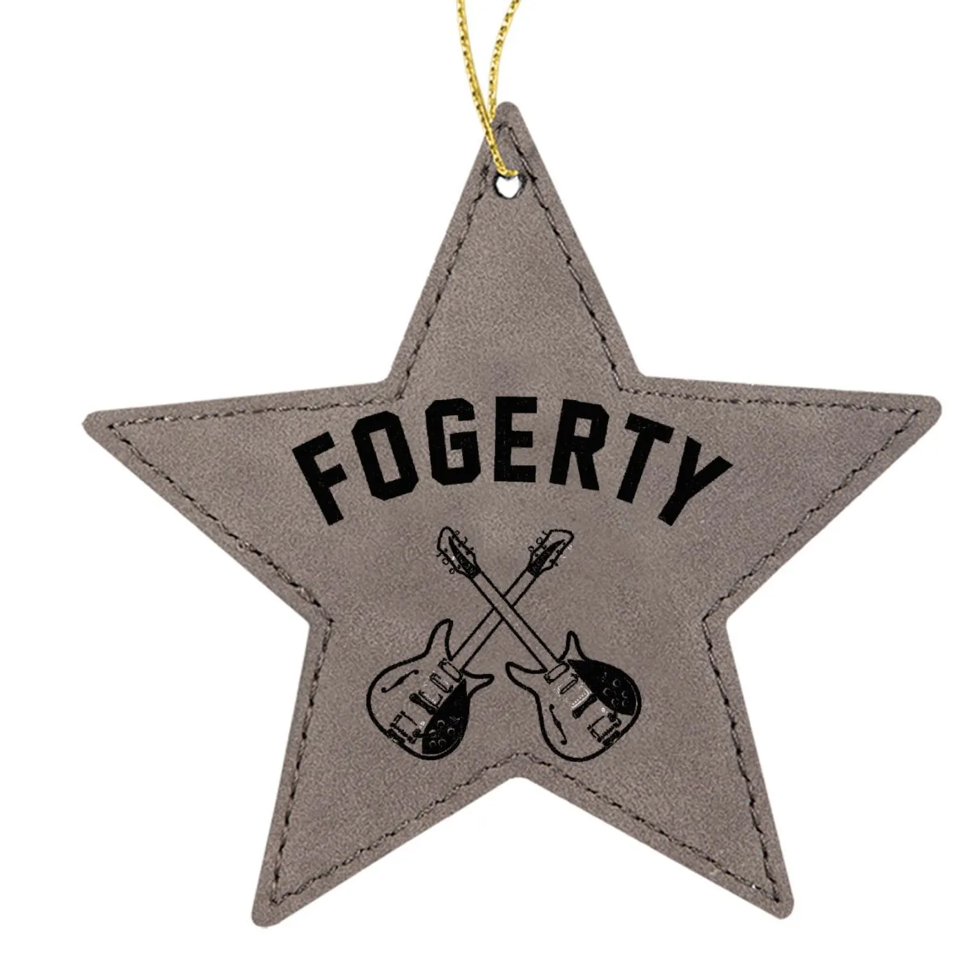 John Fogerty Crossed Guitars Star Leather Ornament