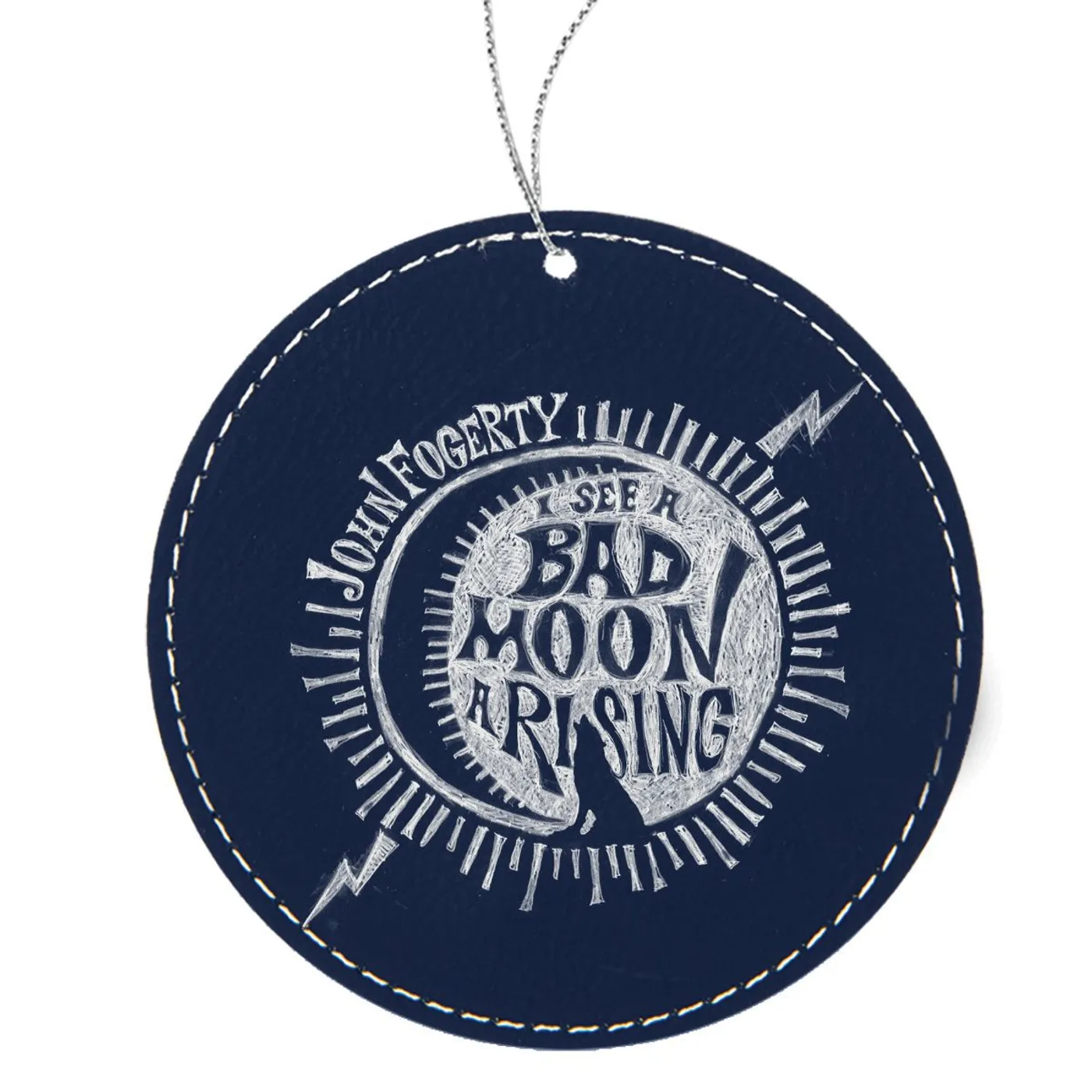 John Fogerty Bad Moon Wolf Round Leather Ornament