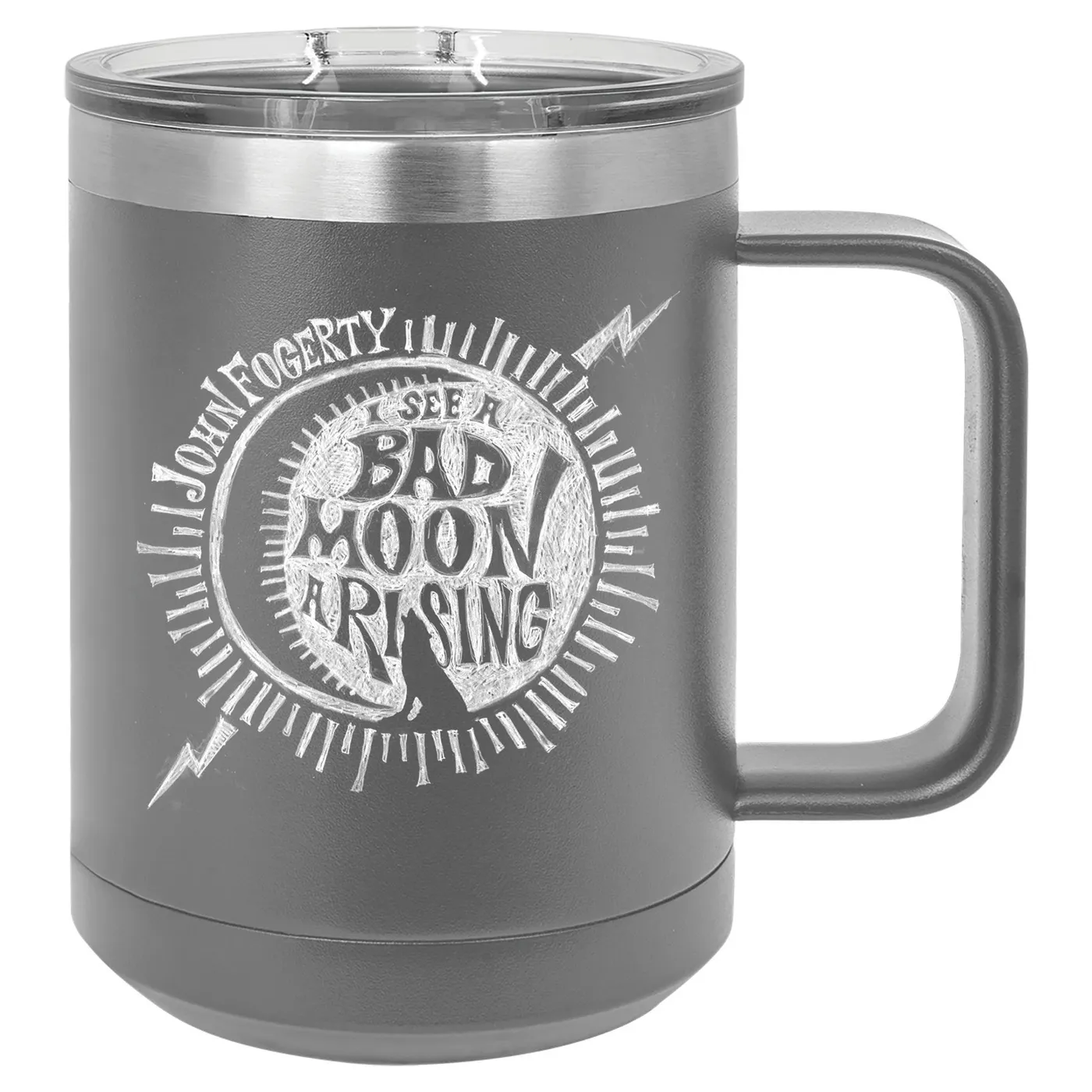 John Fogerty Bad Moon Wolf Laser Engraved Travel Mug