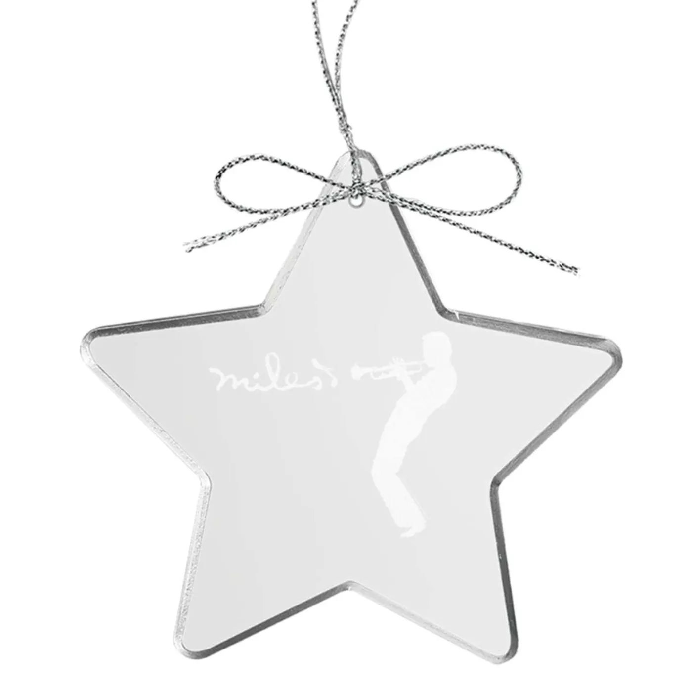 Miles Davis Silhouette Star Laser-Etched Glass Ornament