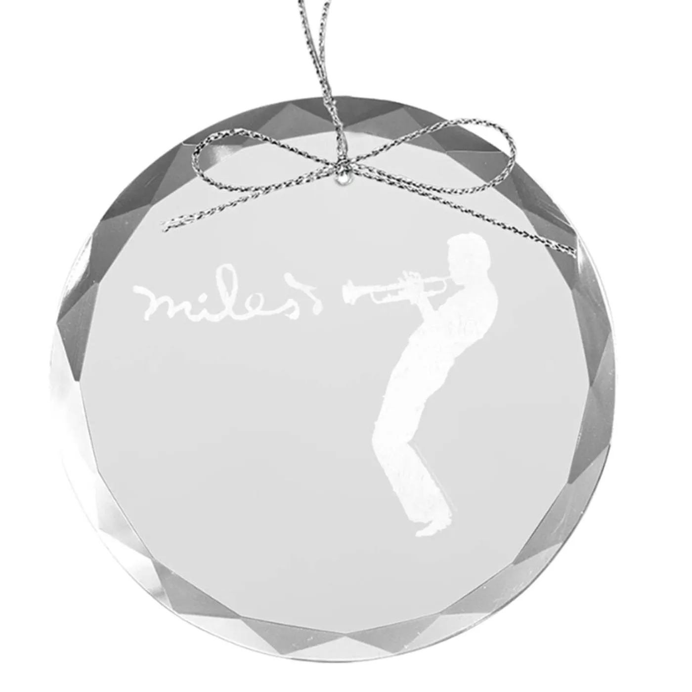Miles Davis Silhouette Round Laser-Etched Glass Ornament