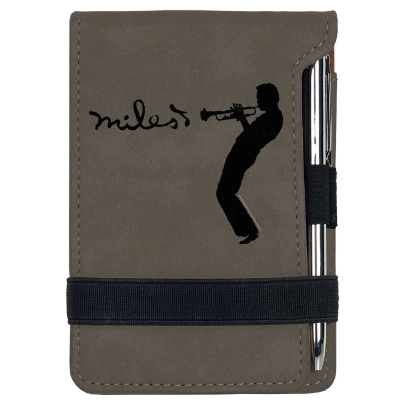 Miles Davis Grey Laser Engraved Silhouette Notepad w/Pen