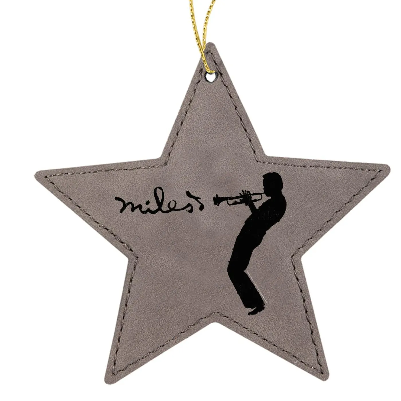 Miles Davis Silhouette Grey Star Leatherette Ornament