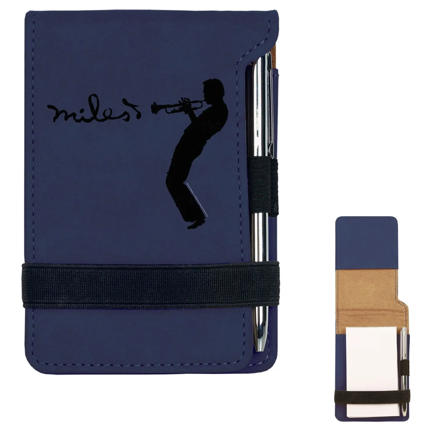 Miles Davis Blue Laser Engraved Silhouette Notepad w/Pen