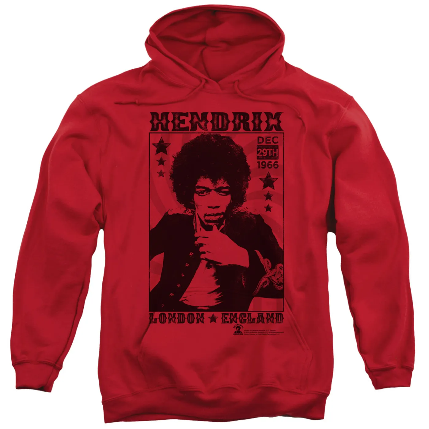 Jimi Hendrix London 1966 Red Pullover Hoodie